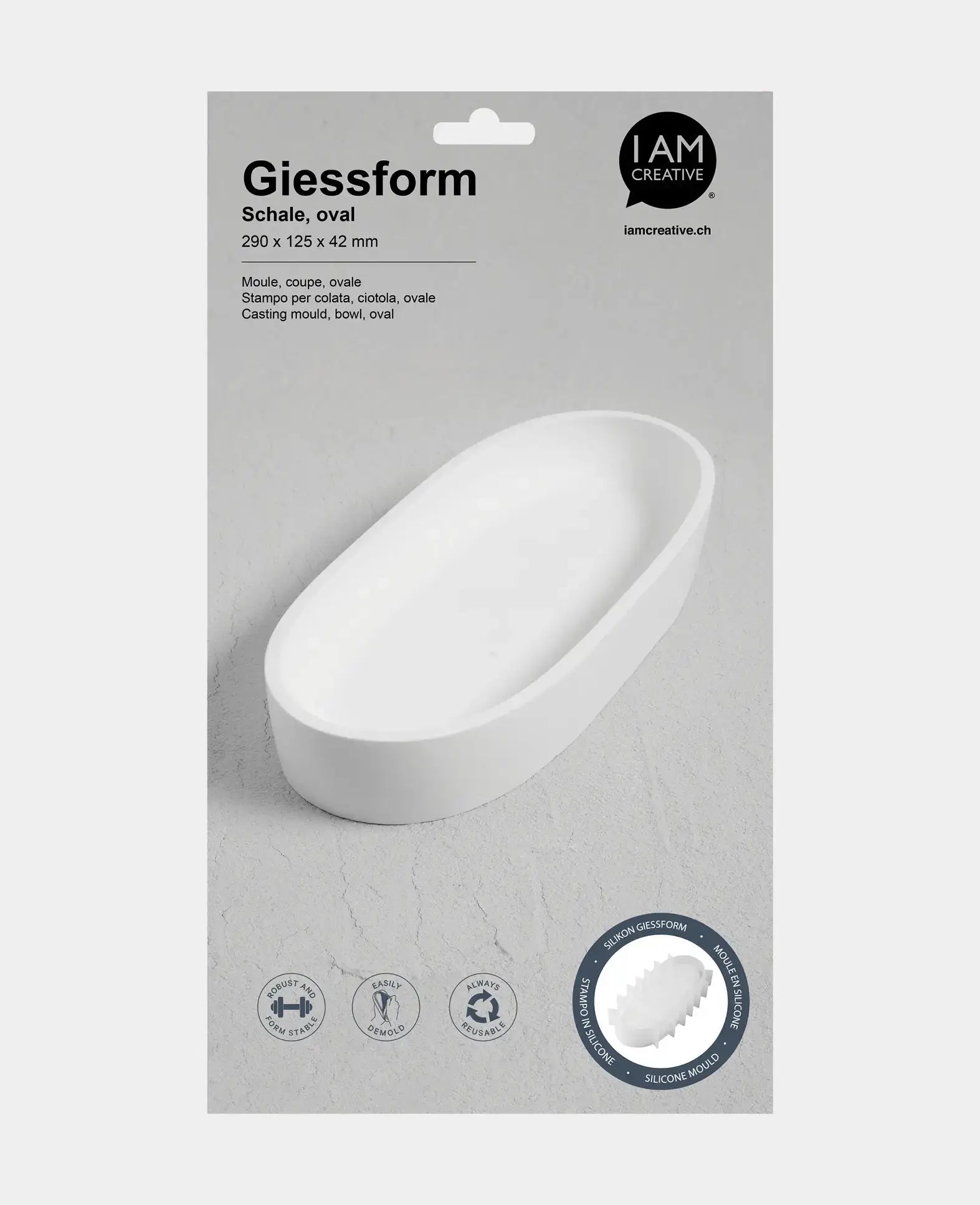 Silicone Casting Mold, Oval Bowl, 290 x 125 x 42 mm