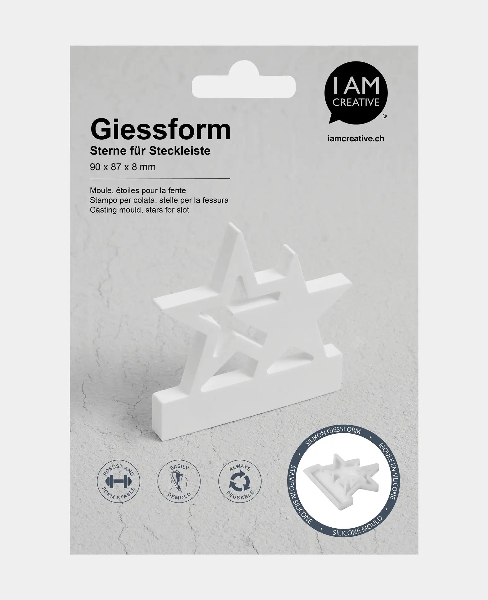 Silicone mold, stars for plug-in strip, 90 x 87 x 8 mm