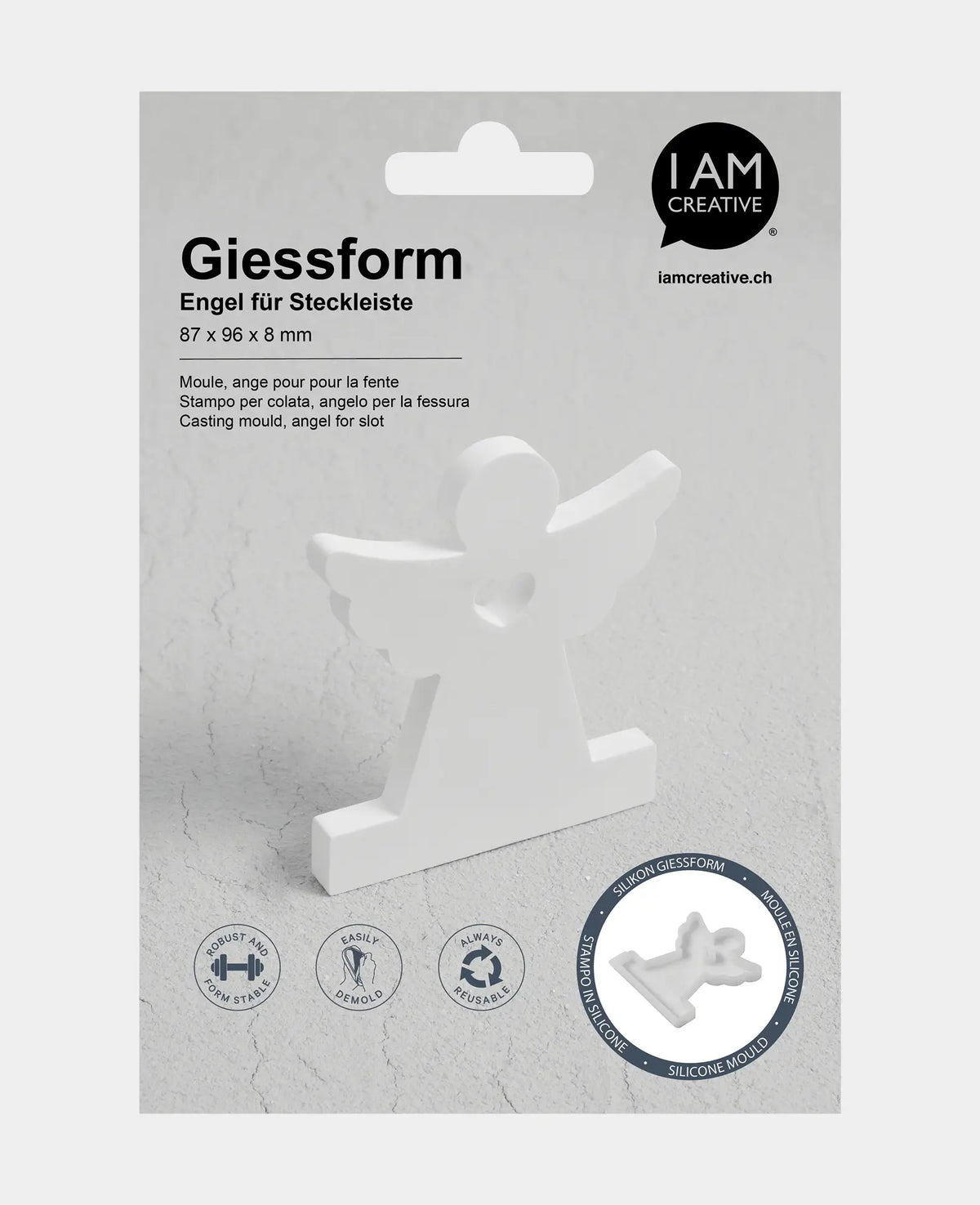 Silicone Mould, Angel for plug-in strip, 87 x 96 x 8 mm