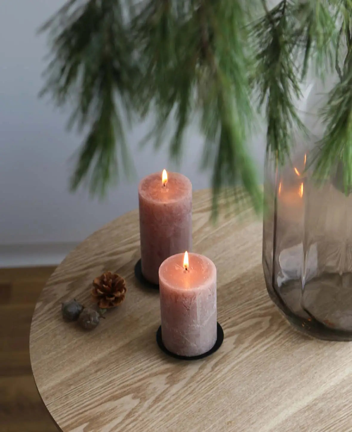 Rustic Candle, stone, 7x17cm