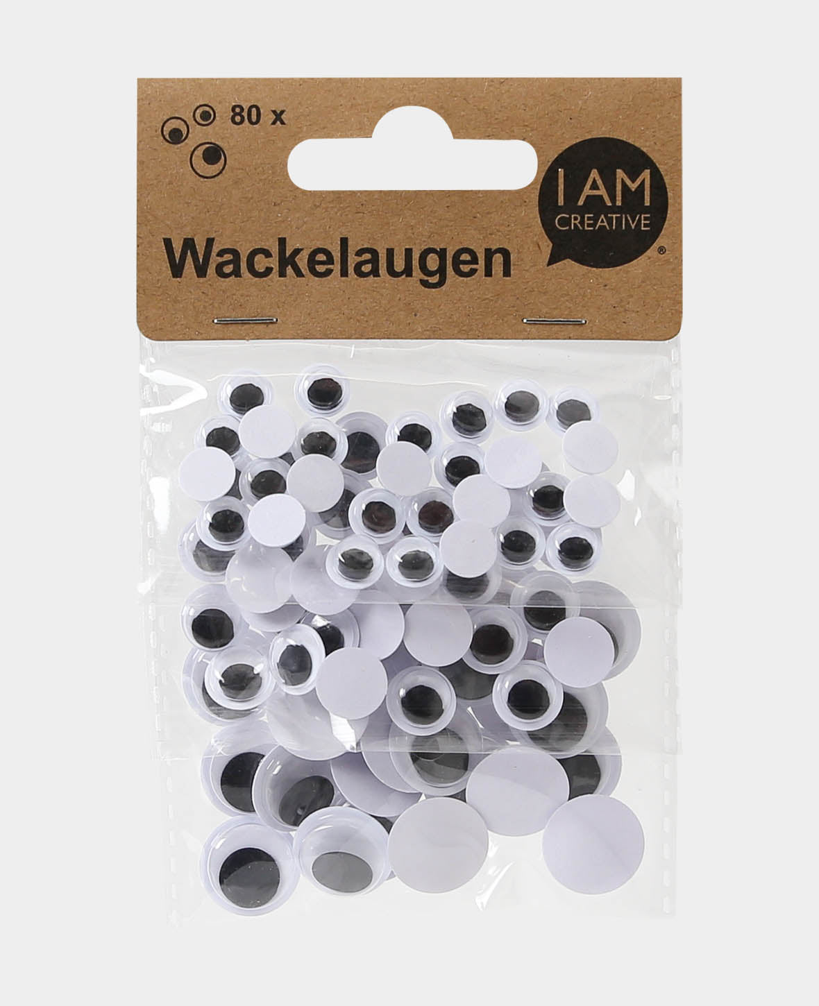 Wackelaugen rund 3 Grössen, 28 x 8 mm, 28 x 10 mm, 24 x 15 mm, 80 Stk.