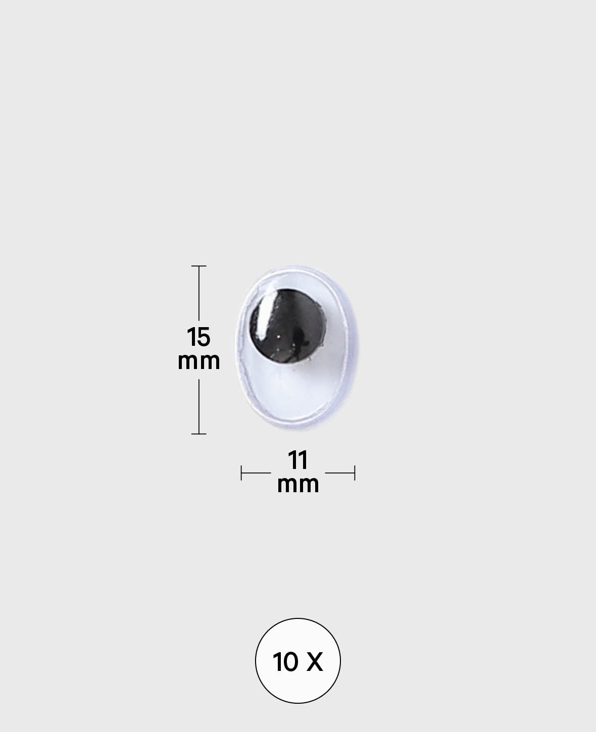 Yeux mobiles ovales 11 x 15 mm, 10 p.