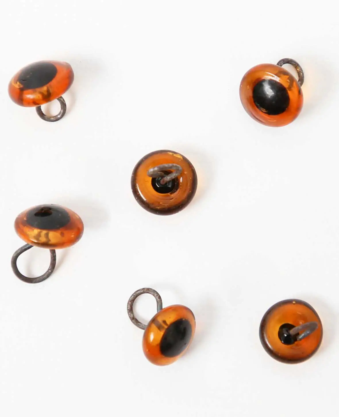 Tieraugen mit Öse, Glas, ca. ø 10 mm, Braun, 6 Stk.