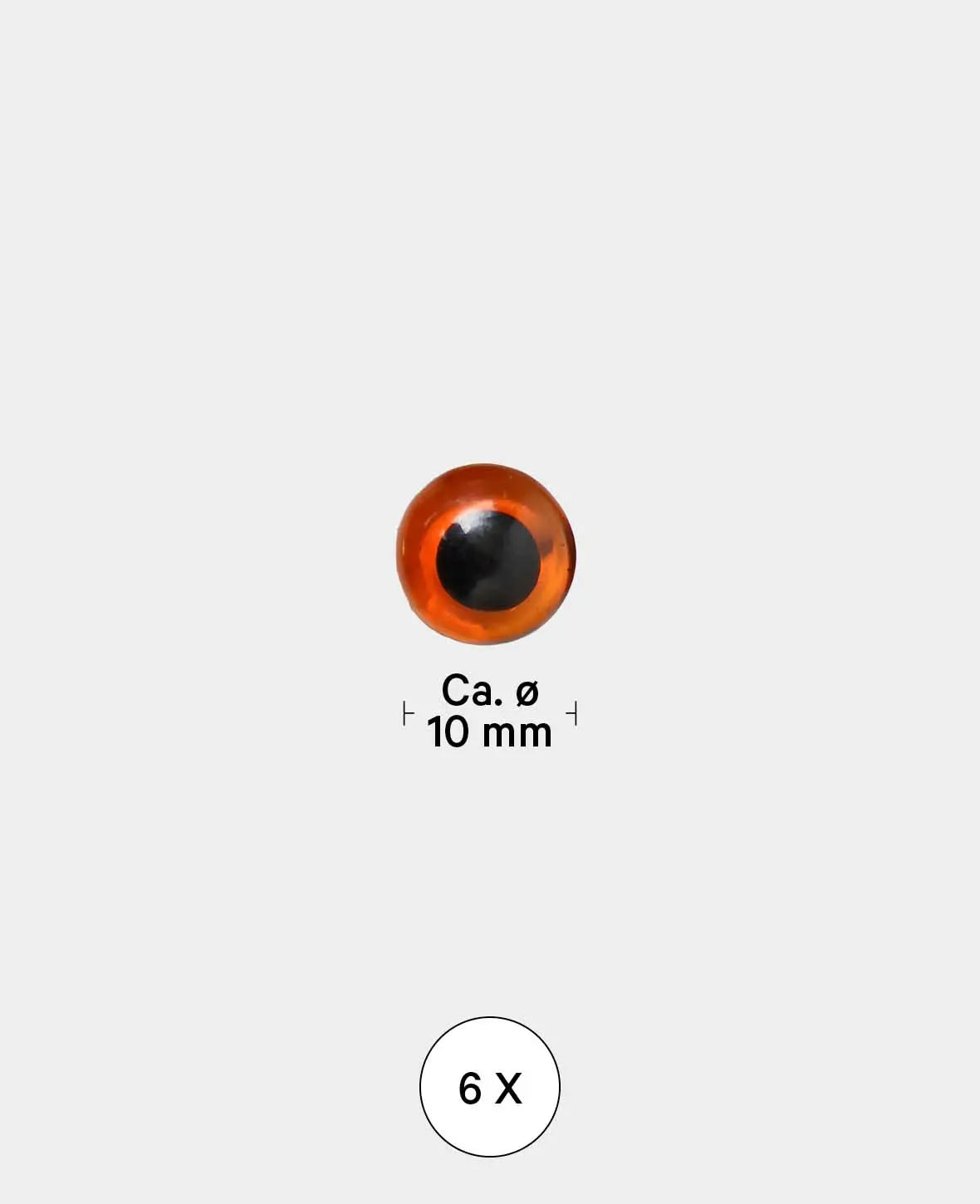 Yeux d'animaux avec boucle, verre, env. ø 10 mm, marron, 6 p.