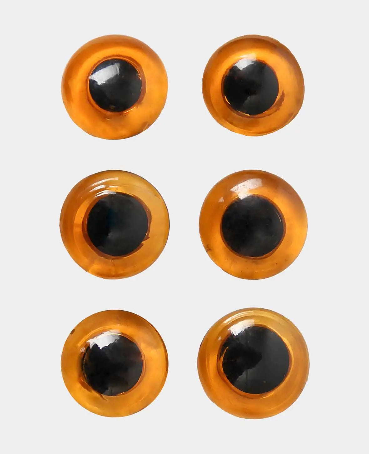Yeux d'animaux avec boucle, verre, Ø 14 mm env., marron, 6 pcs.