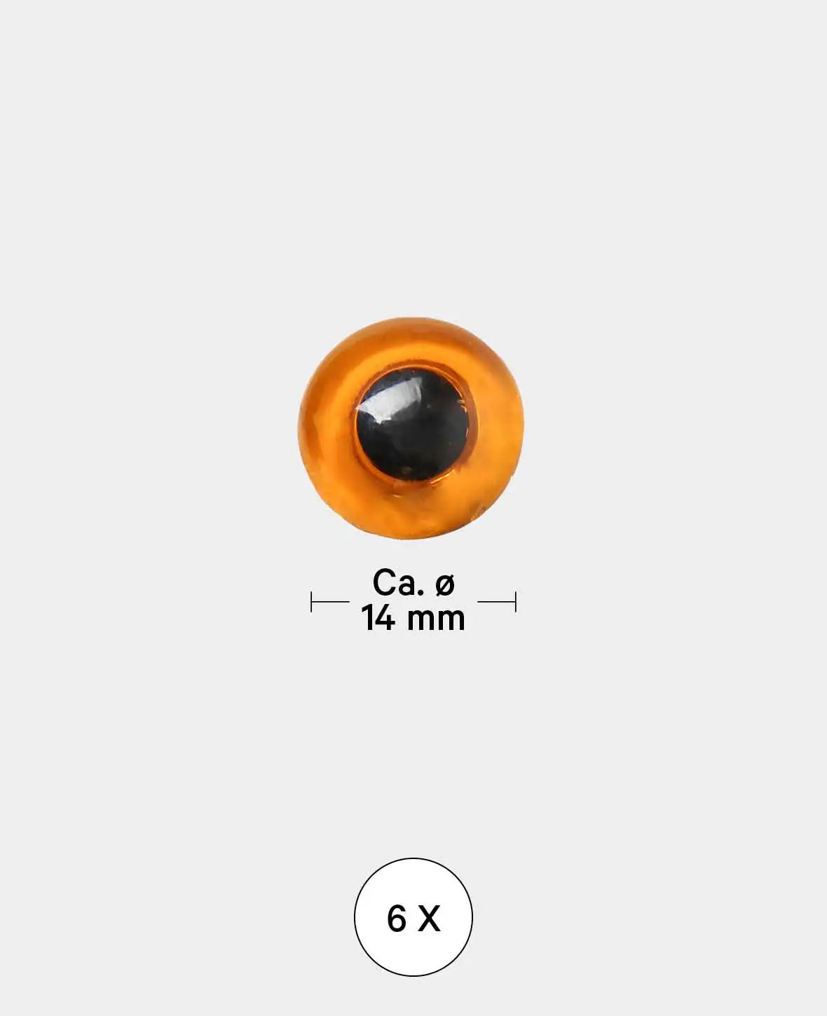 Yeux d'animaux avec boucle, verre, Ø 14 mm env., marron, 6 pcs.