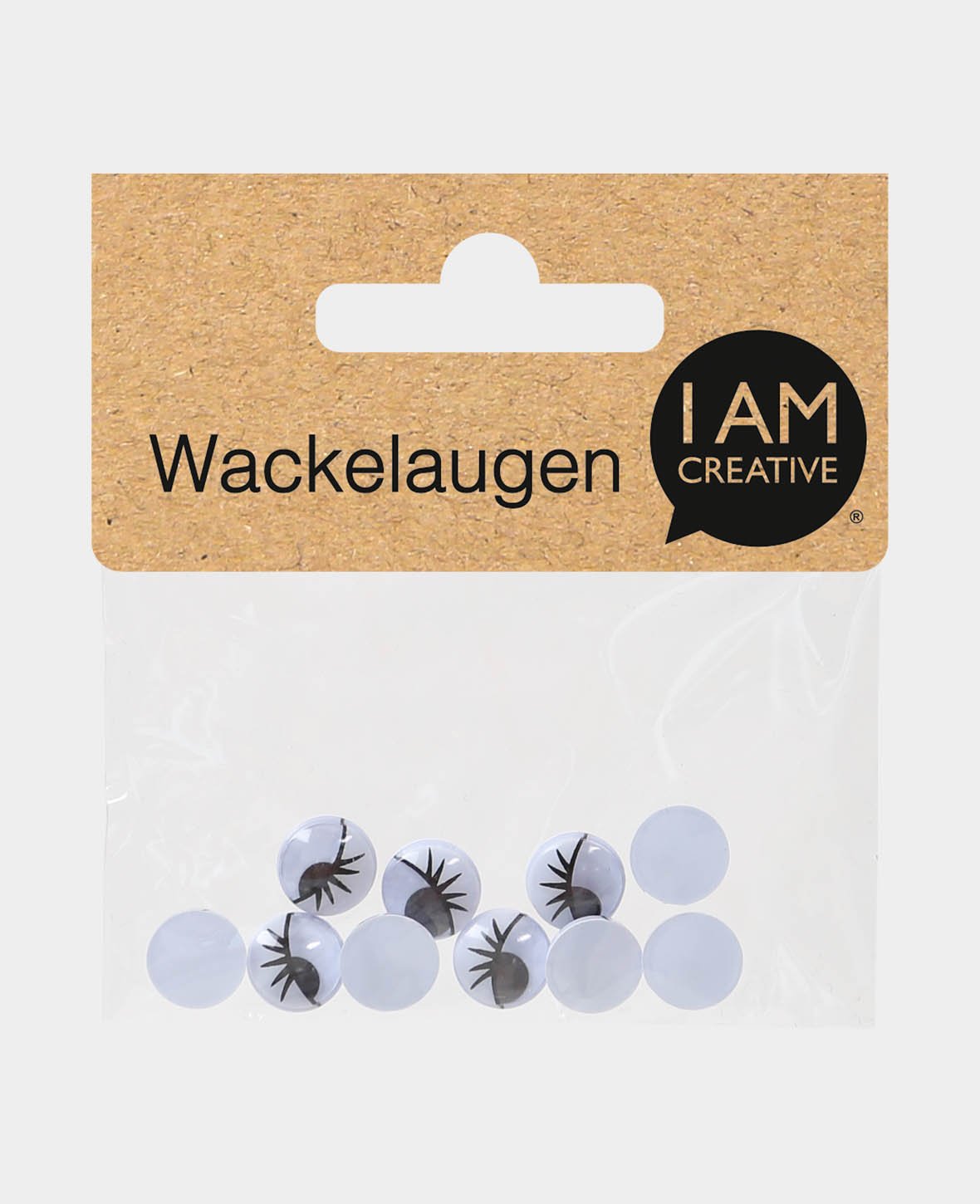 Wackelaugen mit Wimpern, ø 10 mm, 10 Stk.