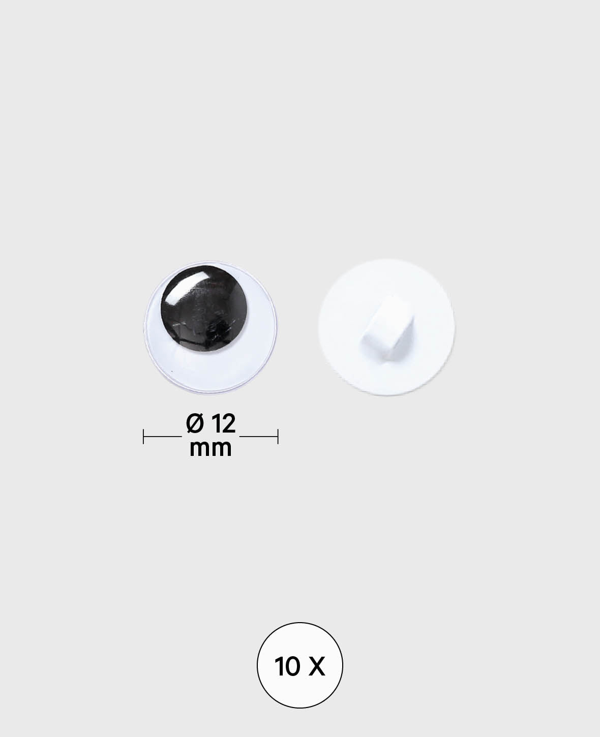 Yeux mobiles à boucle, ø 12 mm, 10 p.