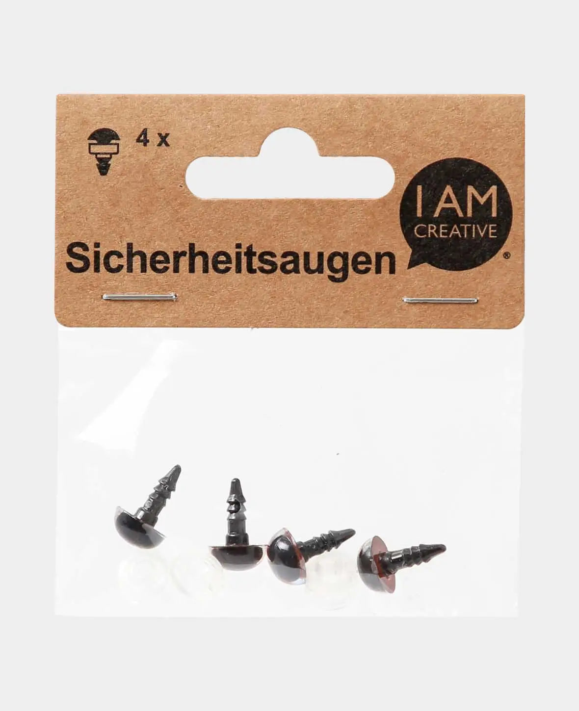 Sicherheitsaugen mit Verschluss, ca. ø 10 mm, Braun, 4 Stk.