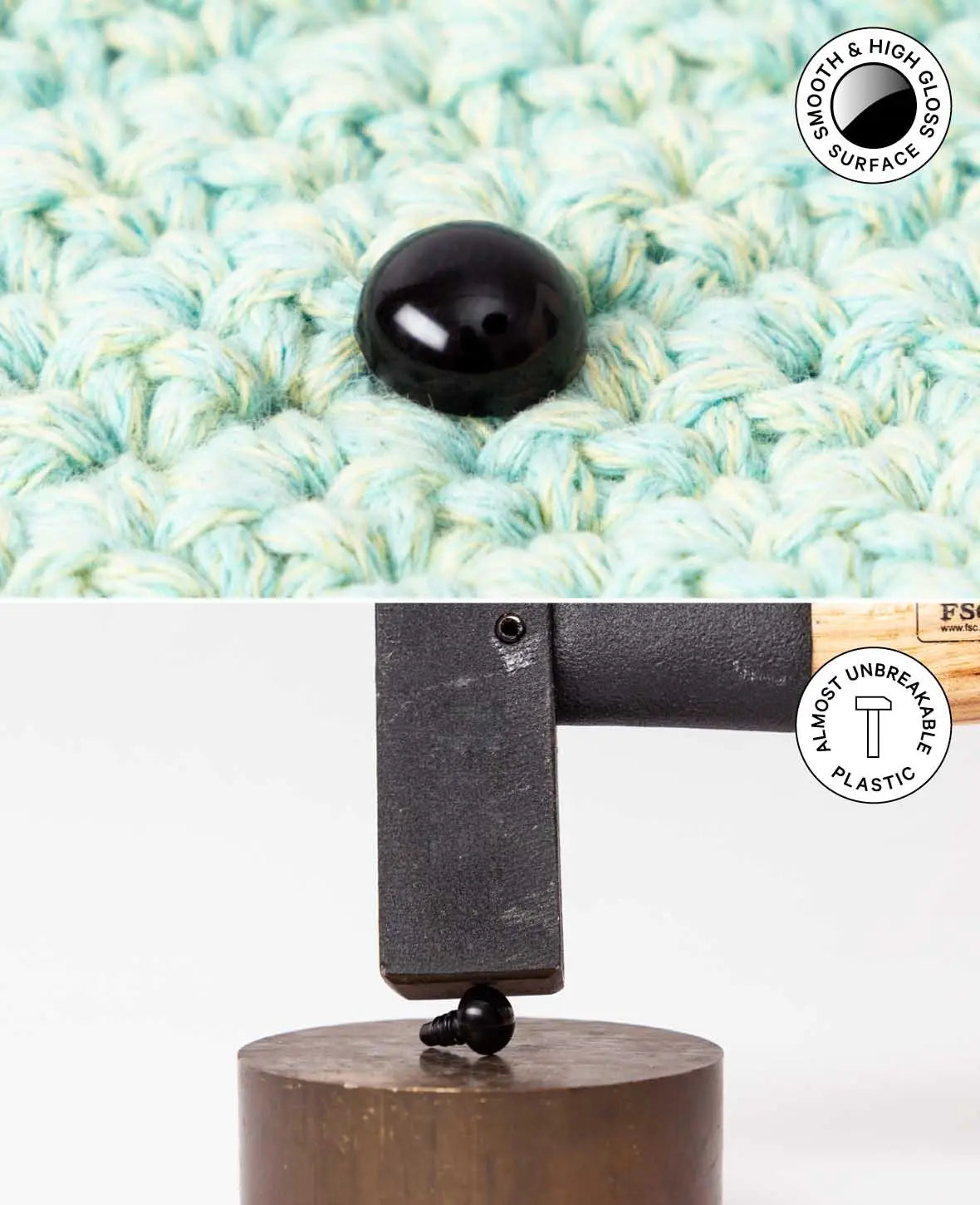 Yeux de sécurité avec fermeture, env. ø 10 mm, marron, 4 p.