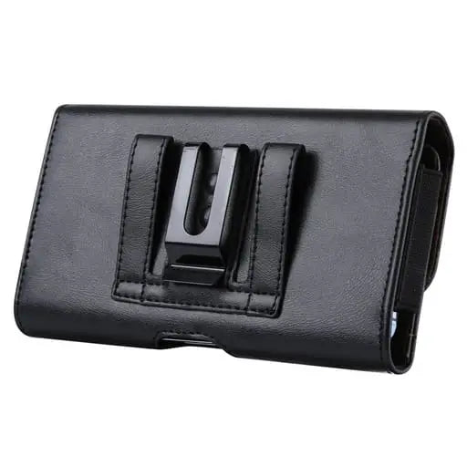 (18x9x2cm) Universal XXXL Leather Pouch with Belt Clip - Black