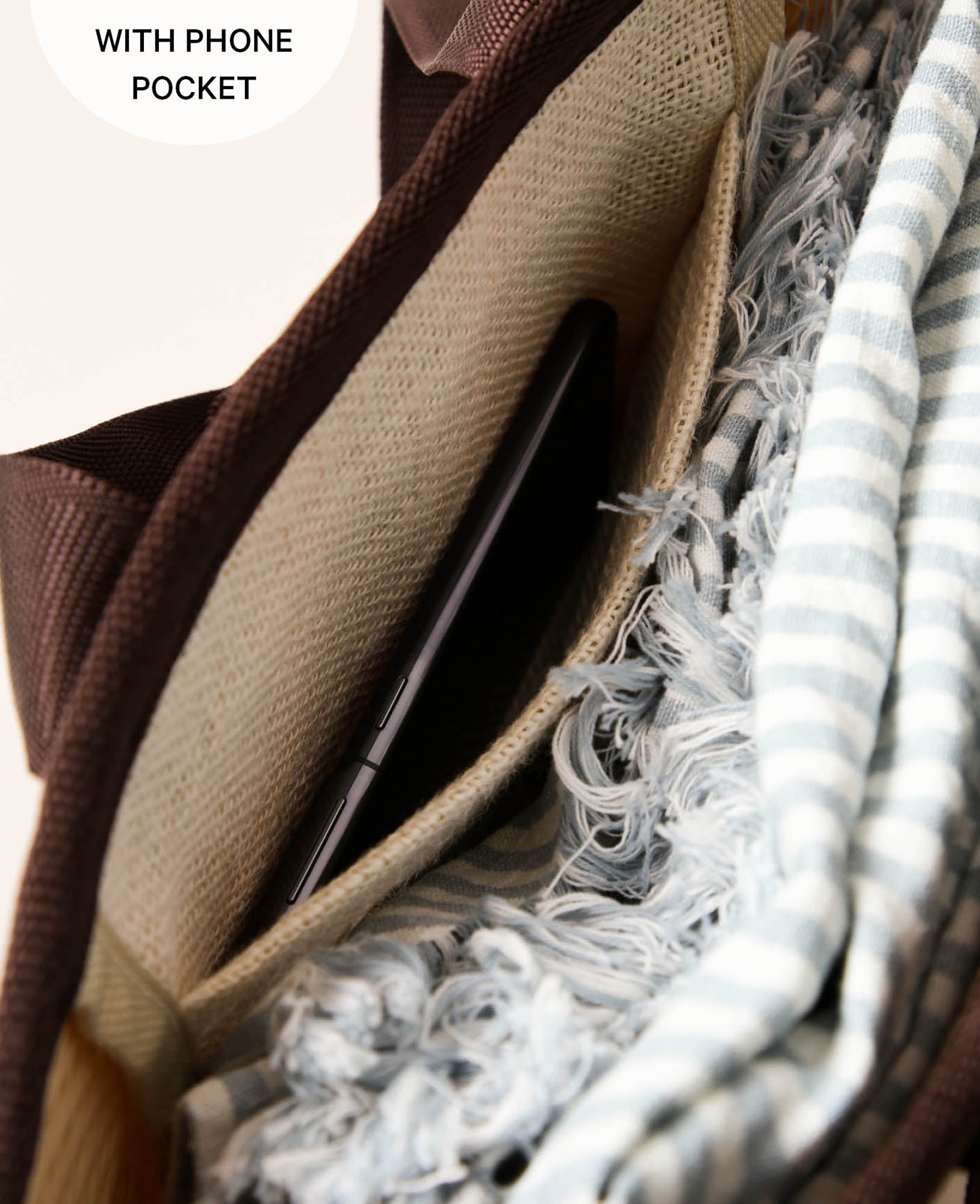 Noya Beach Bag / Strandtasche aus recyceltem PET, hellbraun