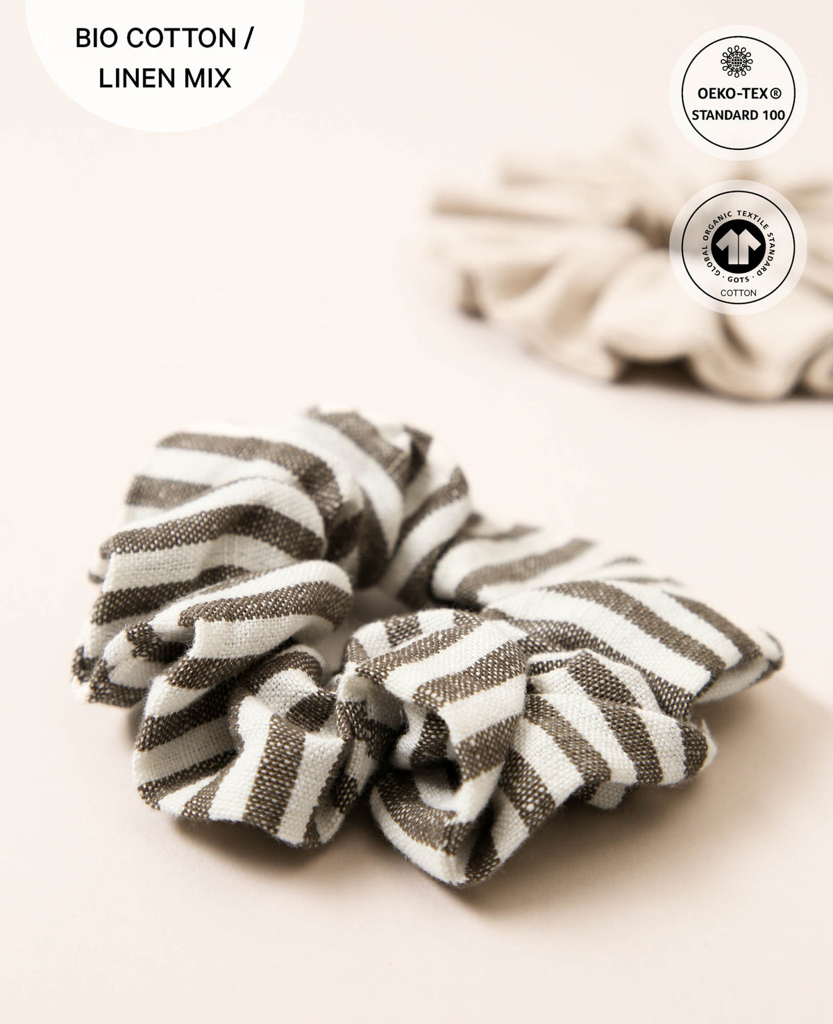 Reese Scrunchie, striped & beige