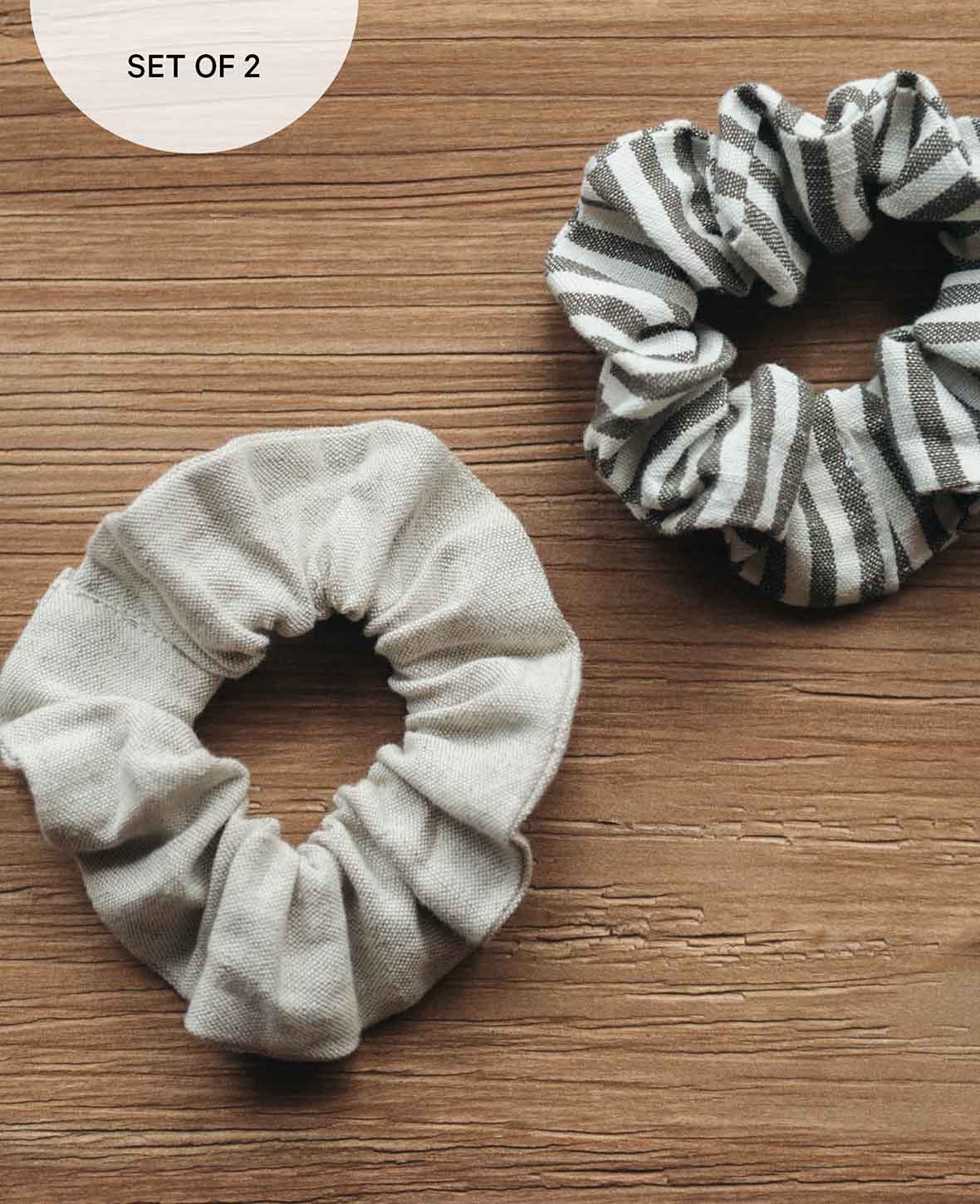 Reese Scrunchie, striped & beige