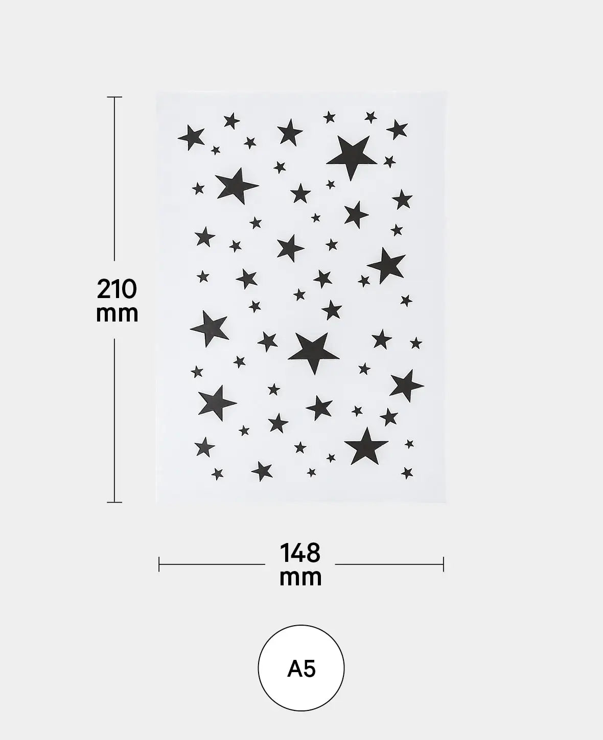 Pochoir étoiles, 148 x 210 mm (A5), blanc translucide