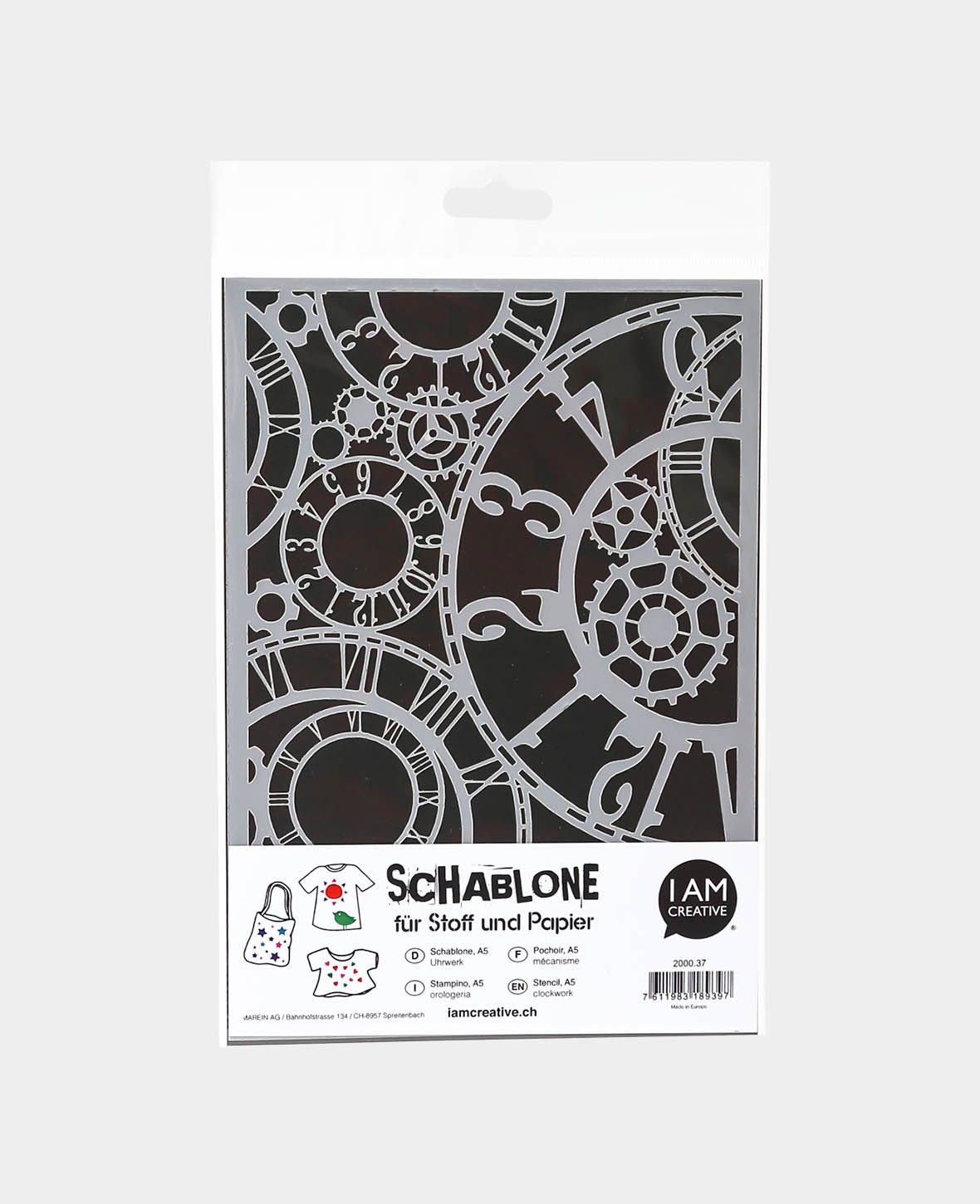 Pochoir Mouvement d'horlogerie, 148 x 210 mm (A5), blanc translucide