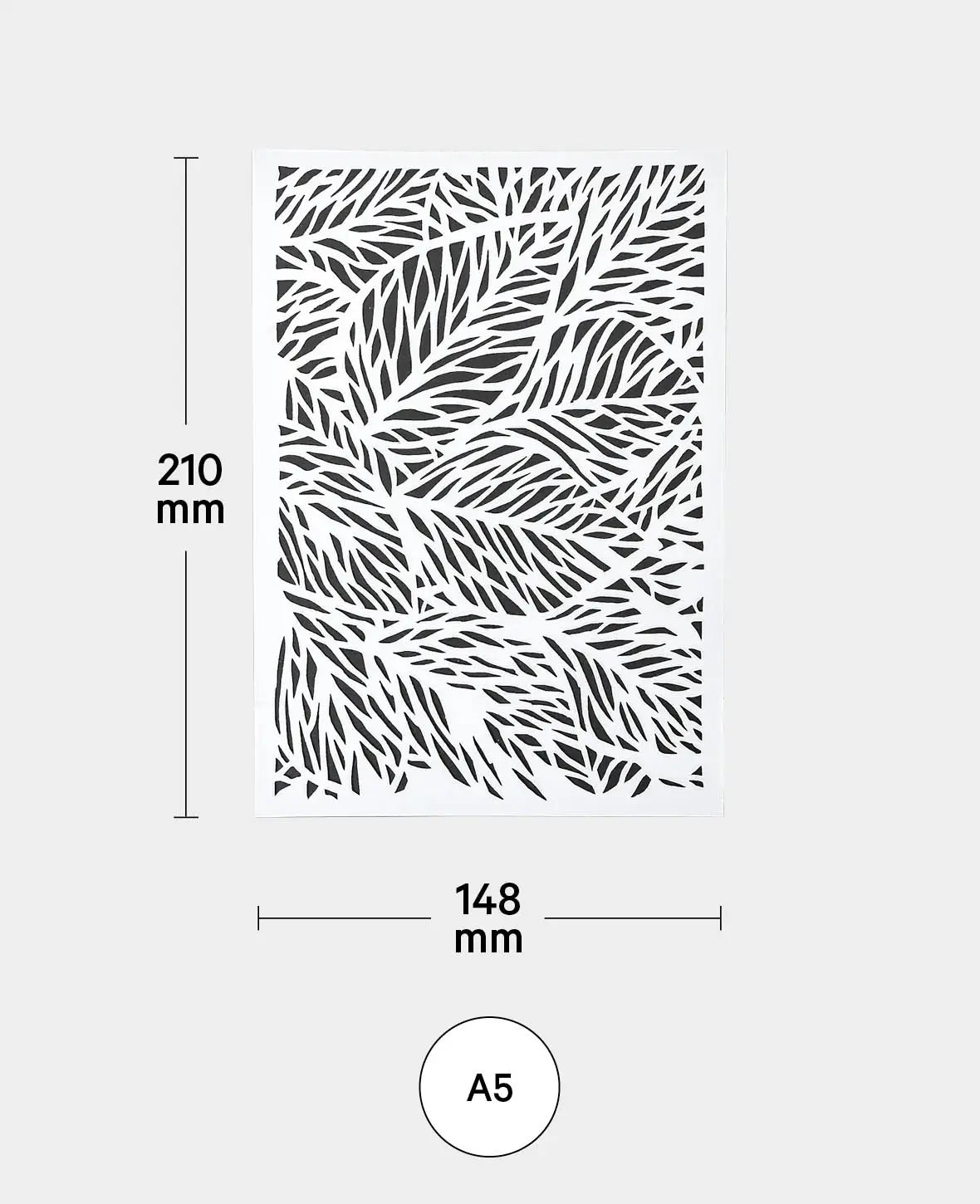 Pochoir feuilles d'été, 148 x 210 mm (A5), blanc translucide