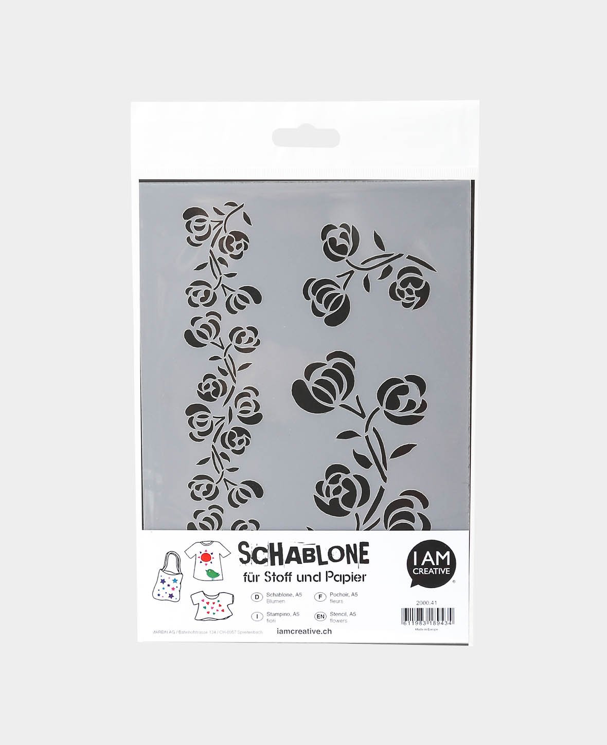 Pochoir Fleurs, 148 x 210 mm (A5), Blanc translucide