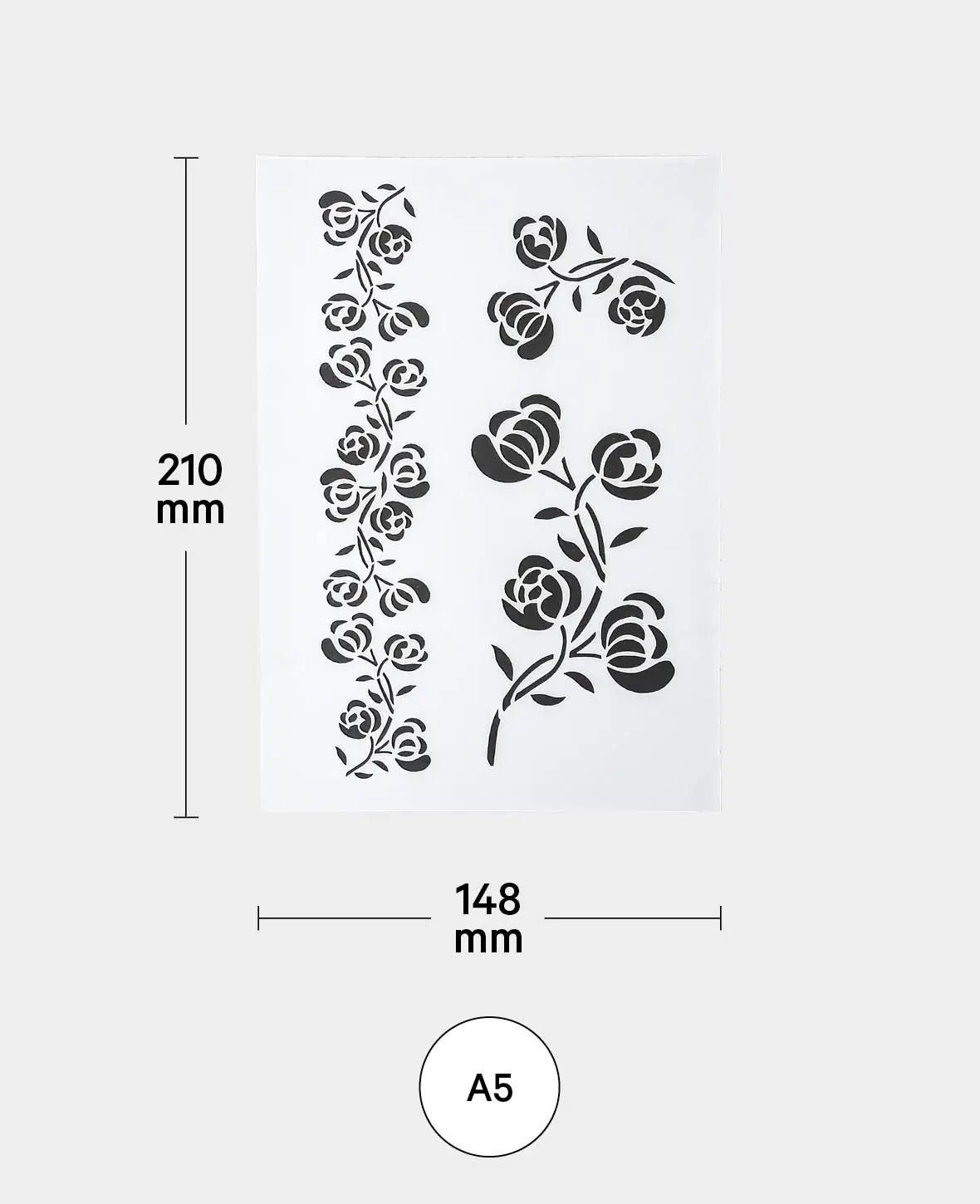 Pochoir Fleurs, 148 x 210 mm (A5), Blanc translucide