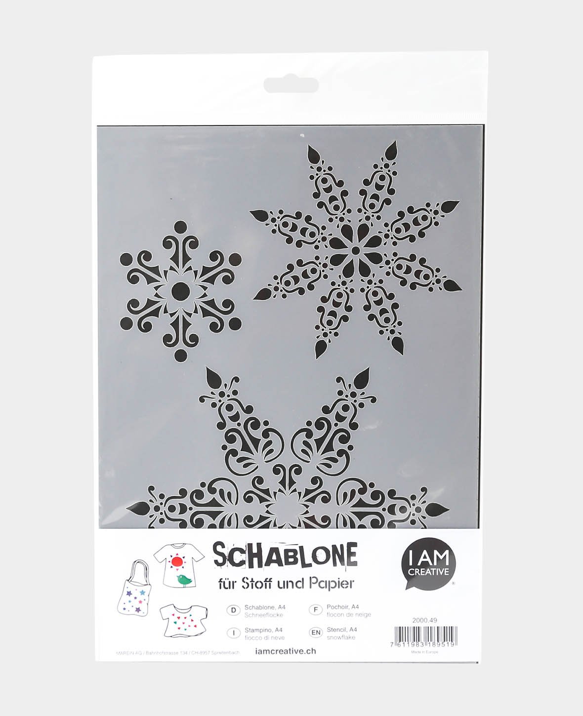 Pochoir flocon de neige, 210 x 297 mm (A4), Blanc translucide