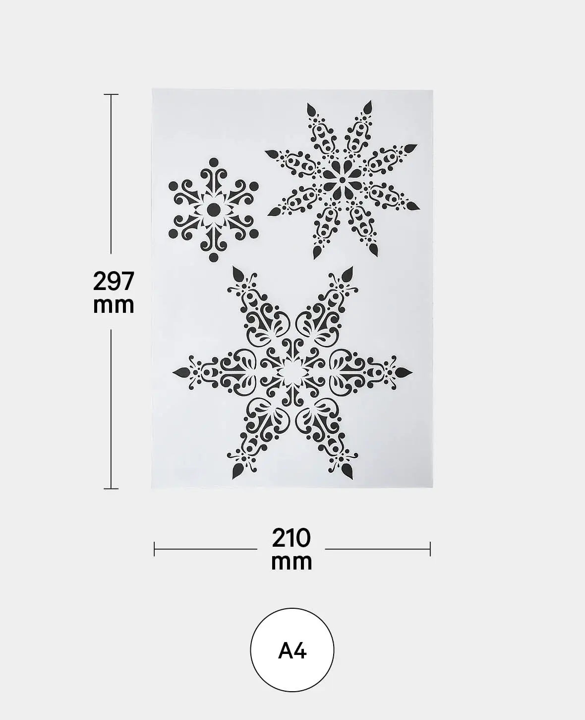 Pochoir flocon de neige, 210 x 297 mm (A4), Blanc translucide