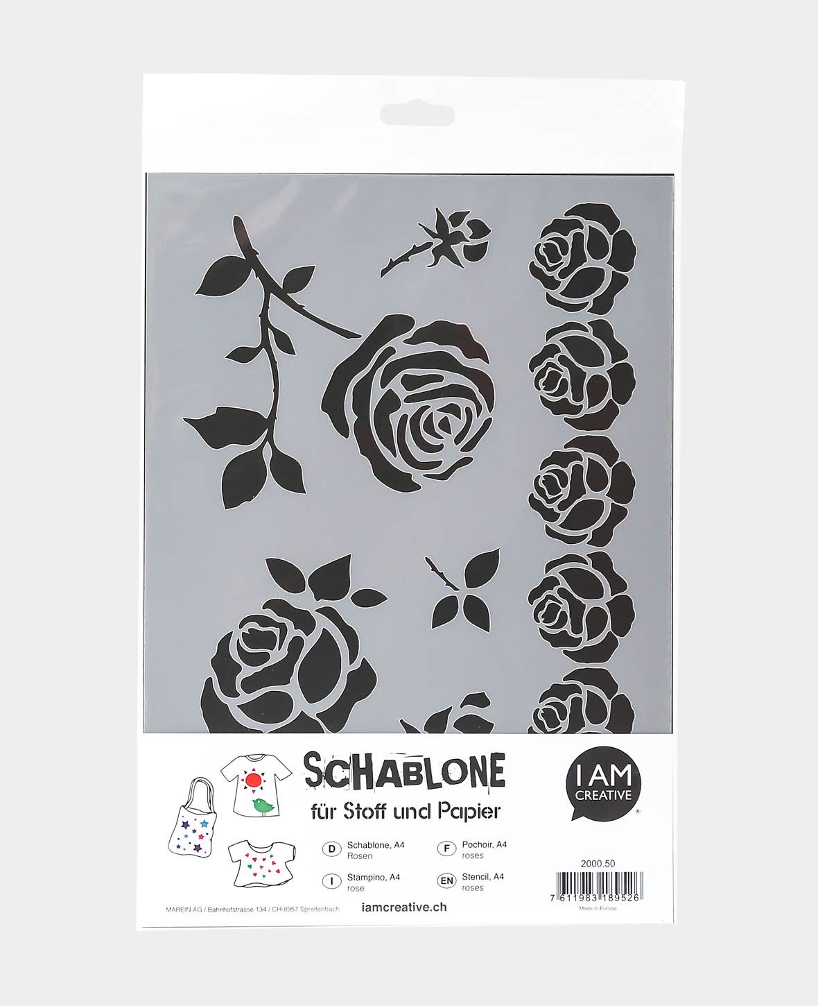 Gabarit Roses, 210 x 297 mm (A4), Blanc translucide