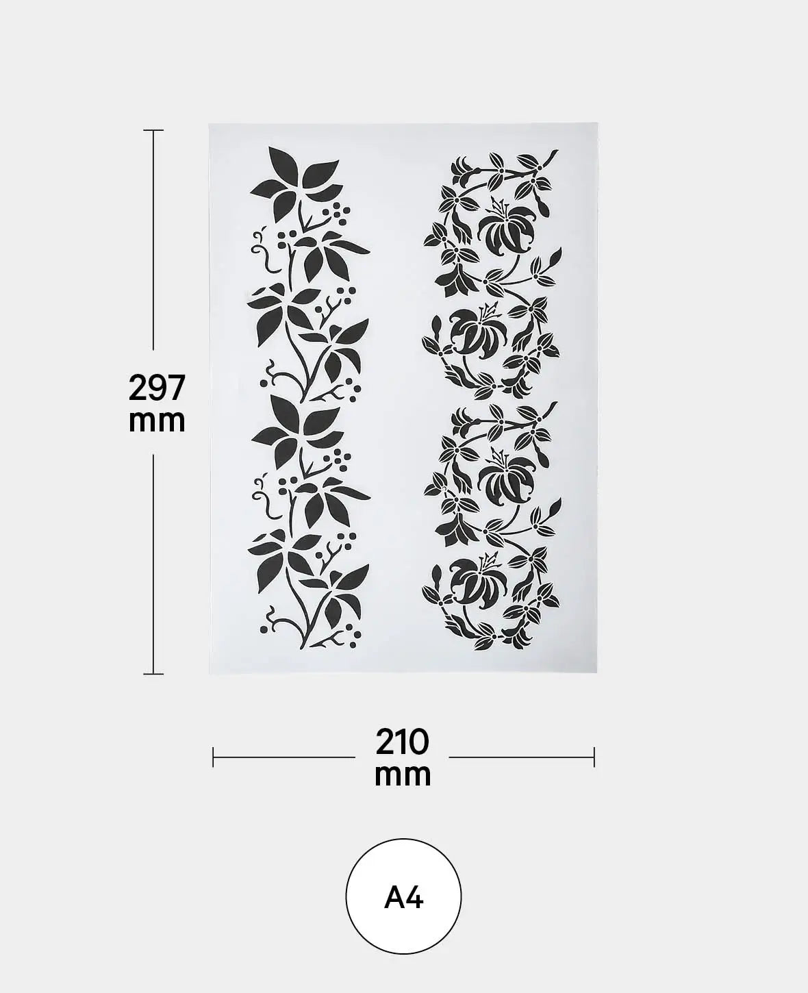 Pochoir Fleurs sauvages, 210 x 297 mm (A4), Blanc translucide