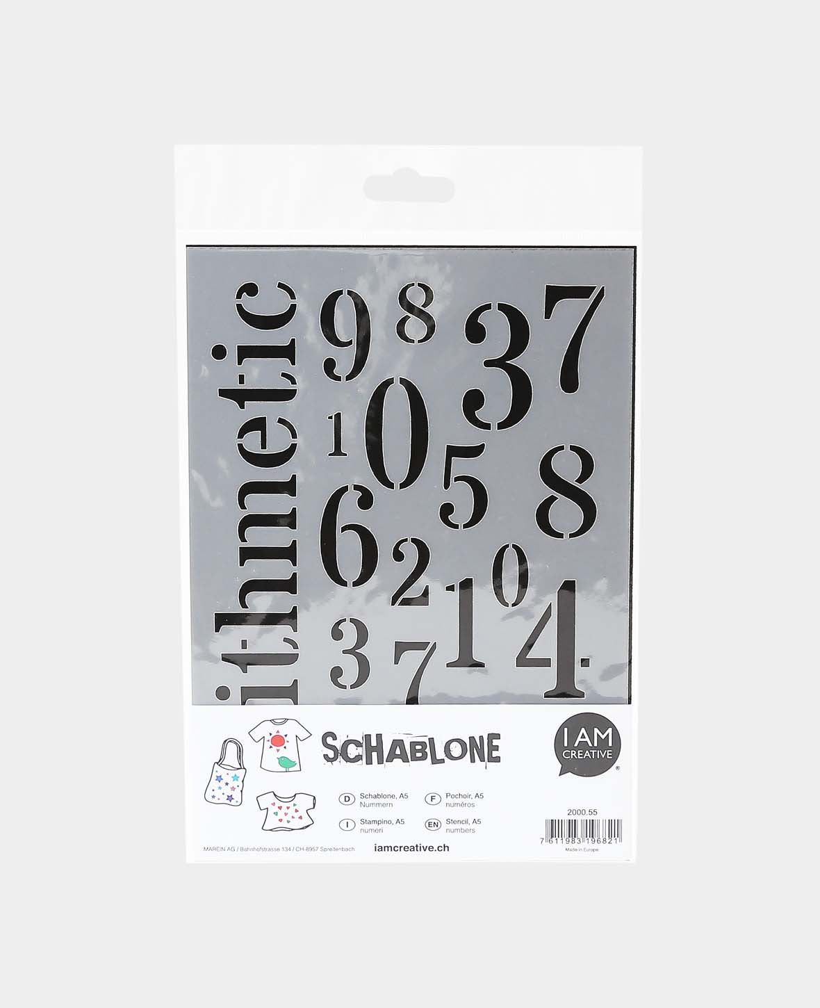 Pochoir chiffres, 148 x 210 mm (A5), blanc translucide