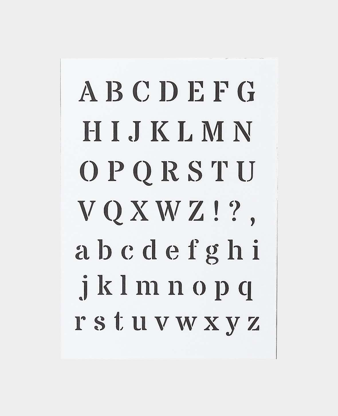 Pochoir alphabet, 148 x 210 mm (A5), blanc translucide