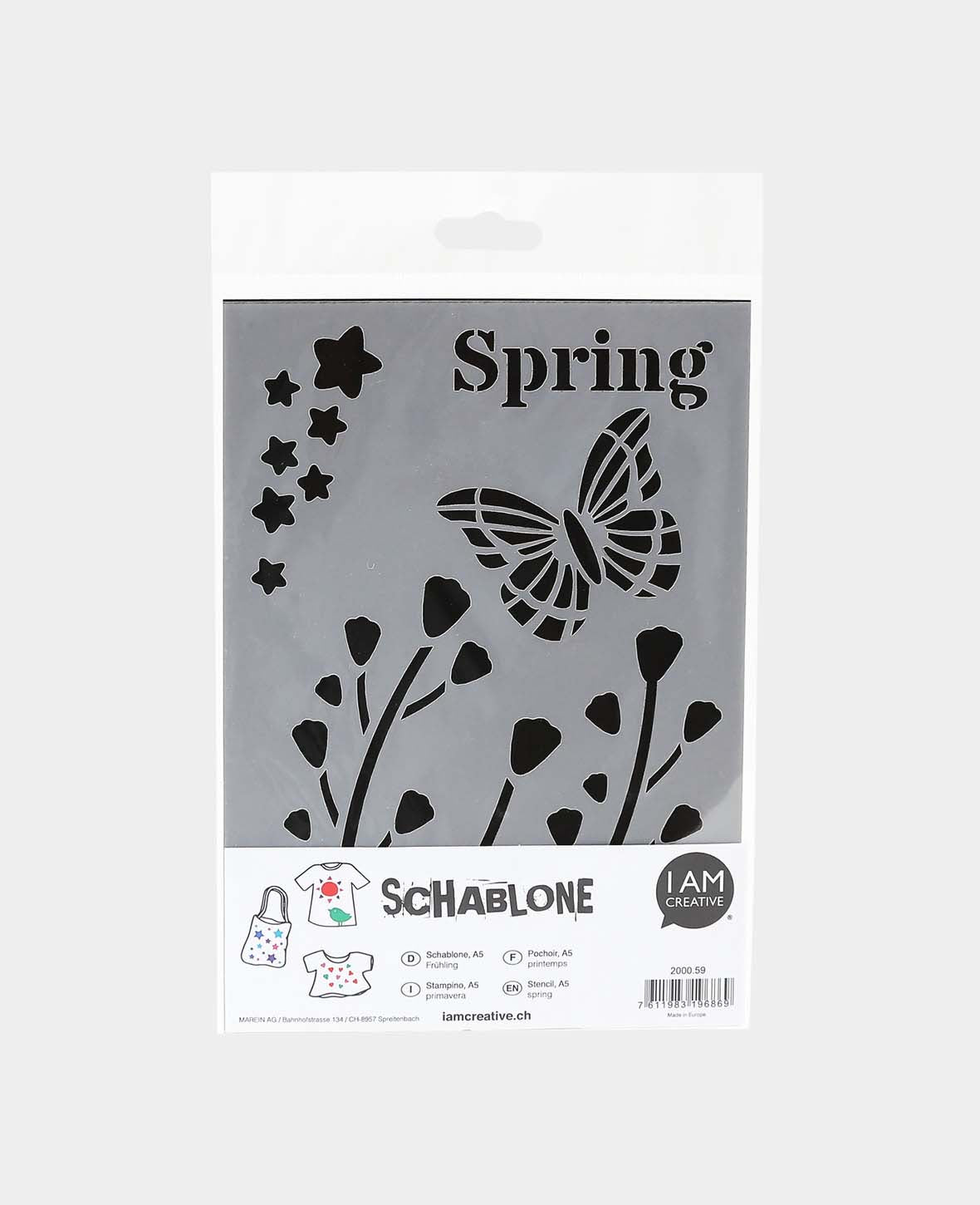 Pochoir Printemps, 148 x 210 mm (A5), Blanc translucide