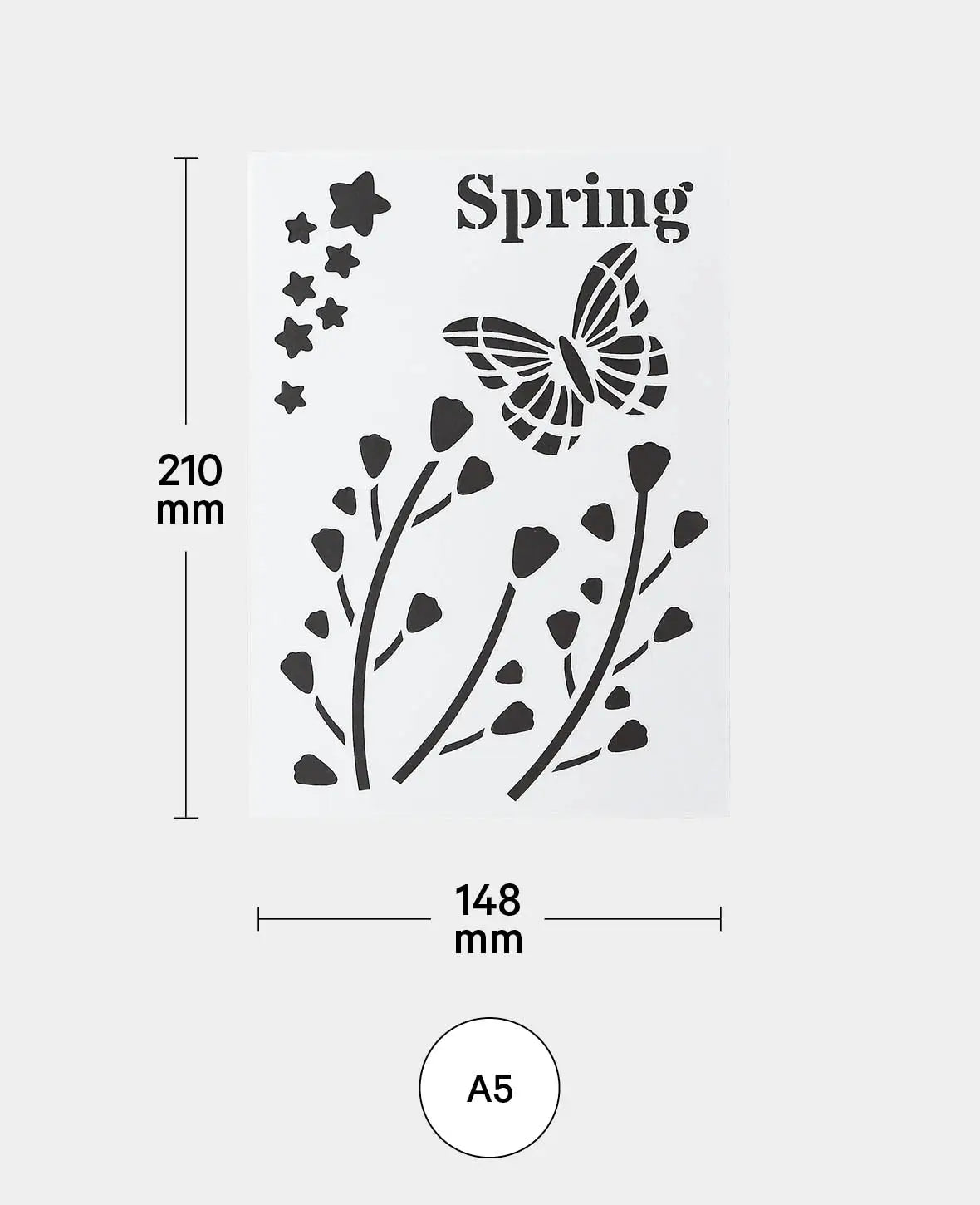 Pochoir Printemps, 148 x 210 mm (A5), Blanc translucide