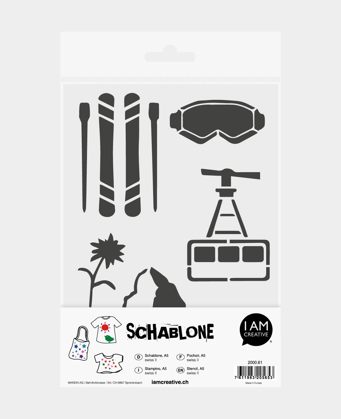 Pochoir Swiss II, 148 x 210 mm (A5), blanc translucide