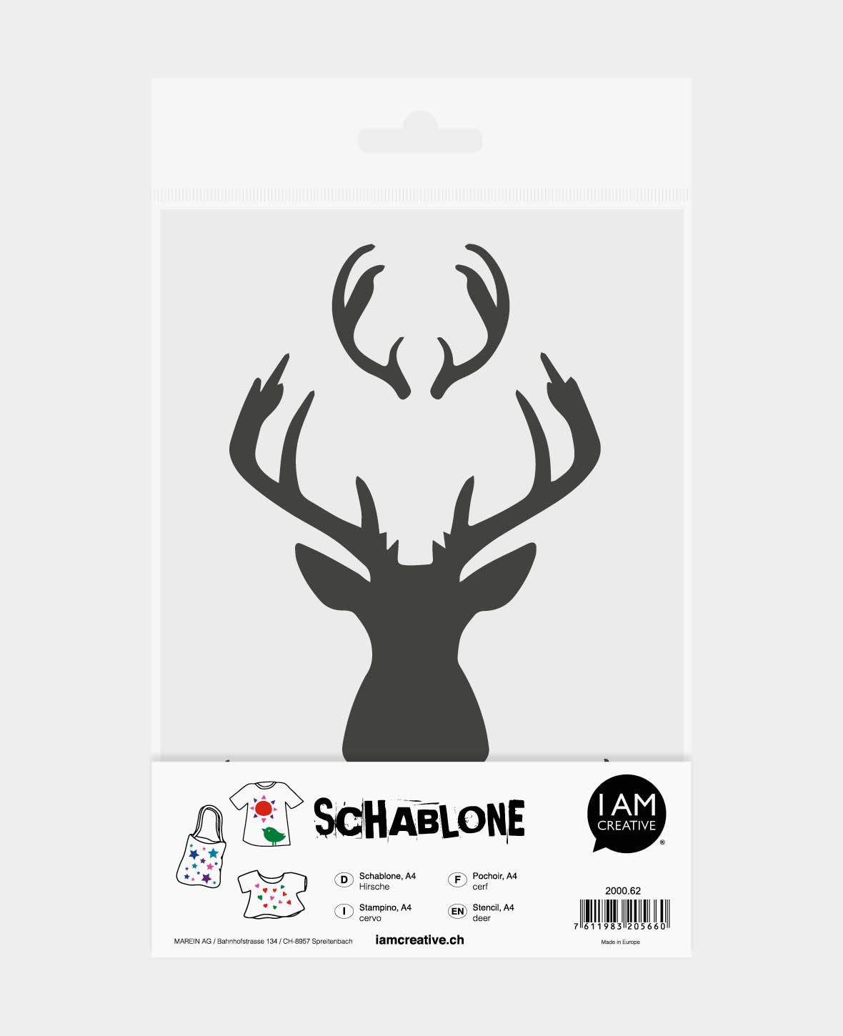 Pochoir Cerfs, 210 x 297 mm (A4), Blanc translucide