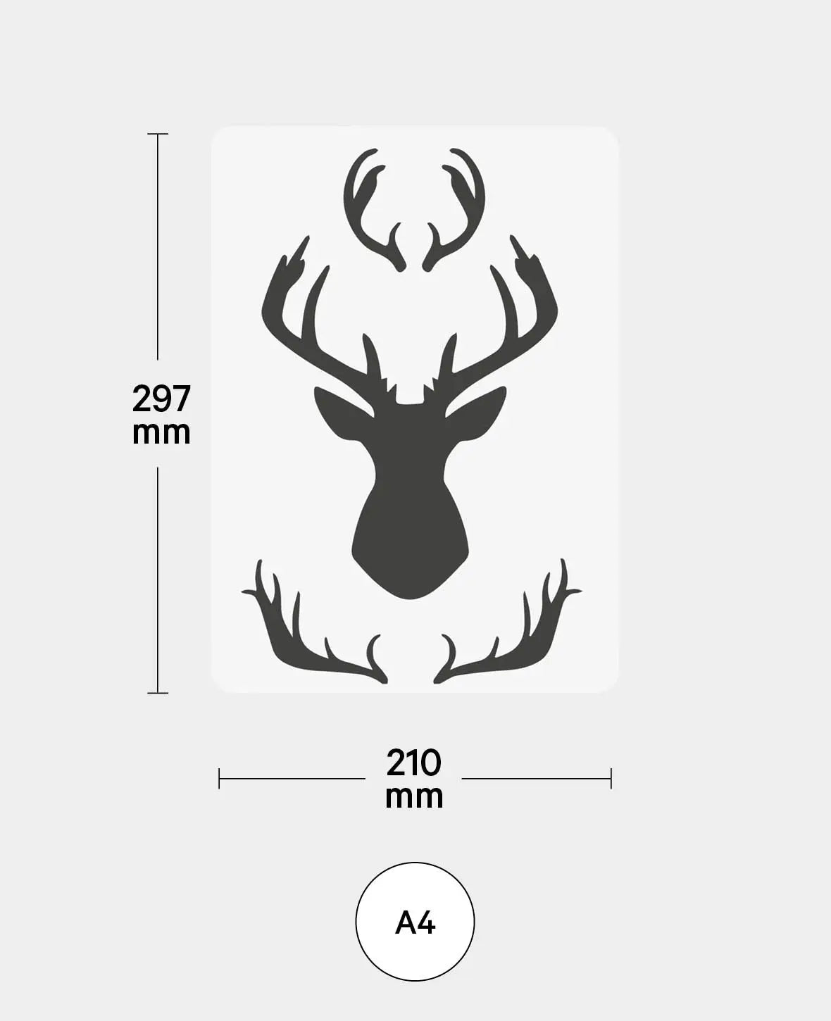 Pochoir Cerfs, 210 x 297 mm (A4), Blanc translucide