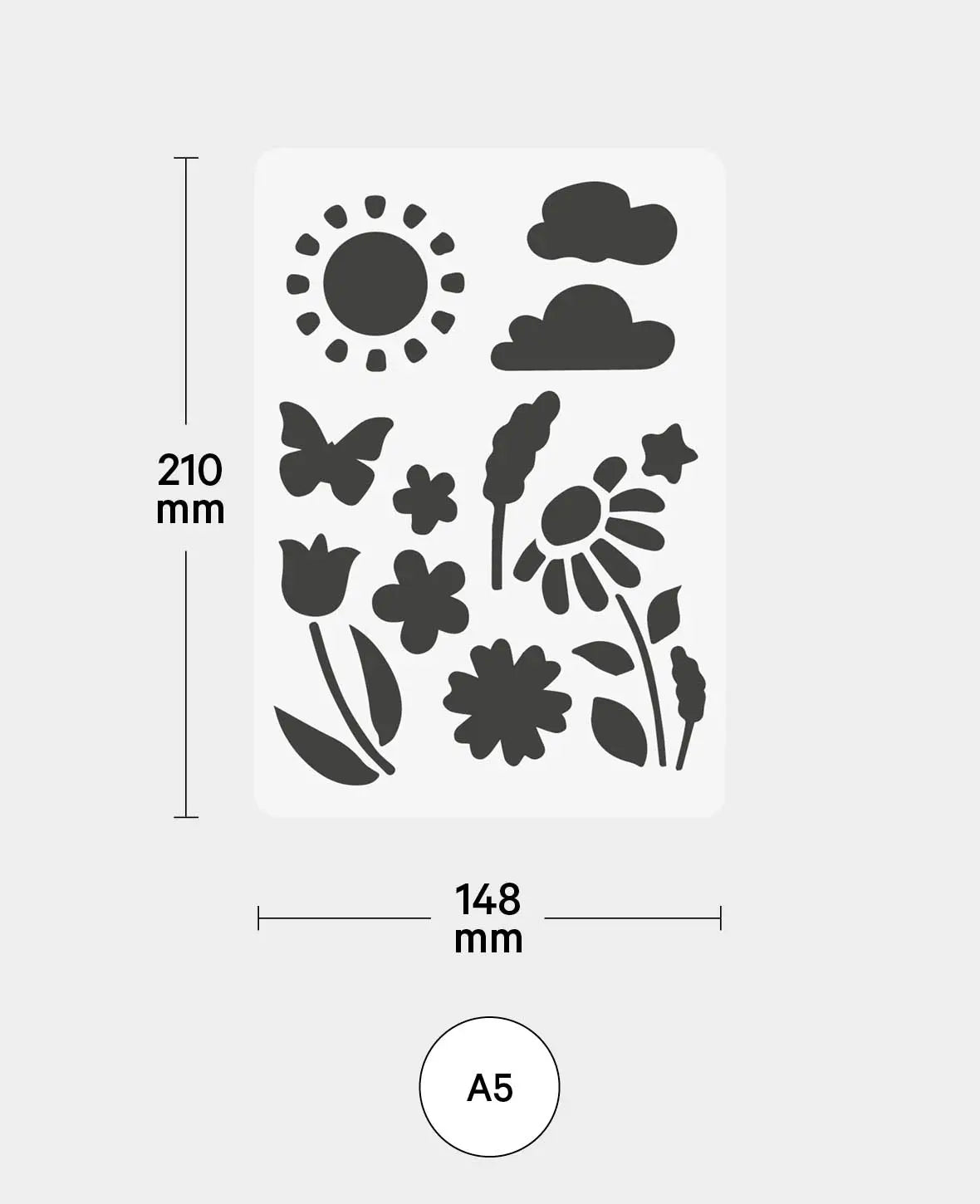 Pochoir "Jour d'été" pour enfants, 148 x 210 mm (A5), blanc translucide