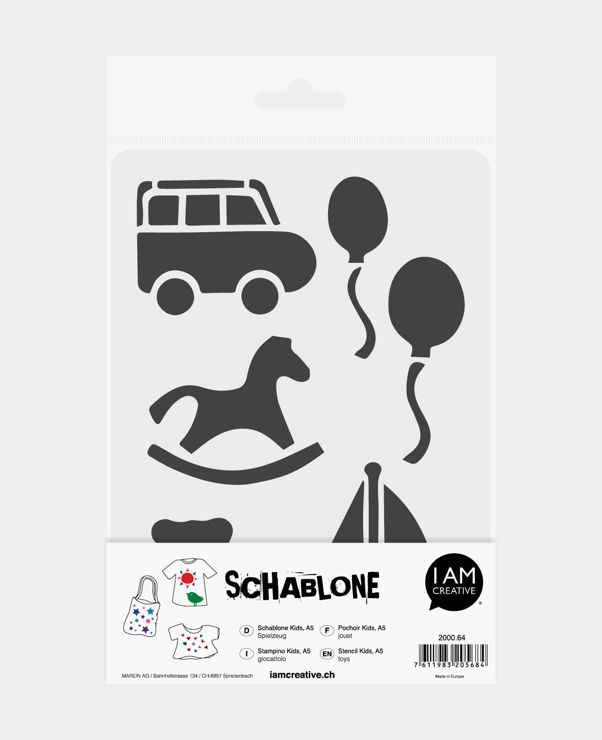 Pochoir jouet enfant, 148 x 210 mm (A5), Blanc translucide