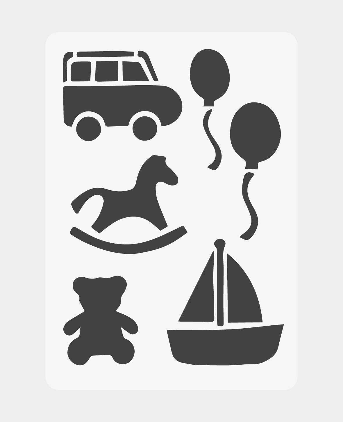 Pochoir jouet enfant, 148 x 210 mm (A5), Blanc translucide
