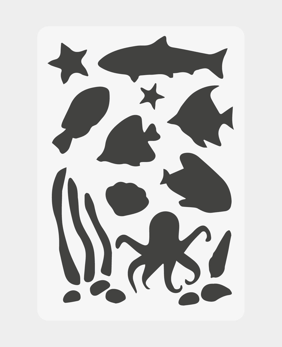 Pochoir enfants sous-marin, 148 x 210 mm (A5), blanc translucide