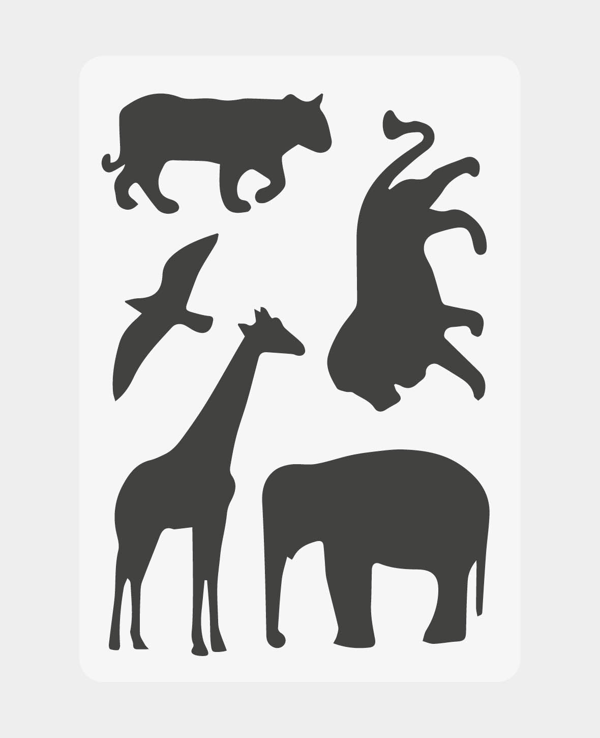 Pochoir Kids Safari, 148 x 210 mm (A5), Blanc translucide