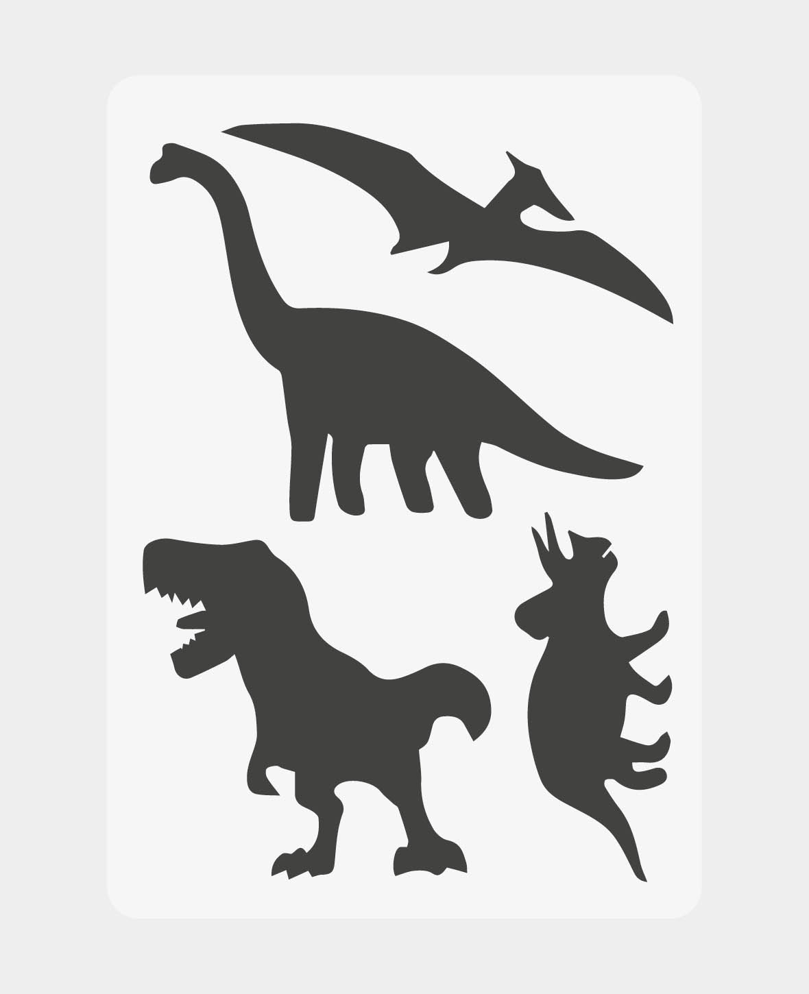 Pochoir enfants dinosaures, 148 x 210 mm (A5), Blanc translucide,