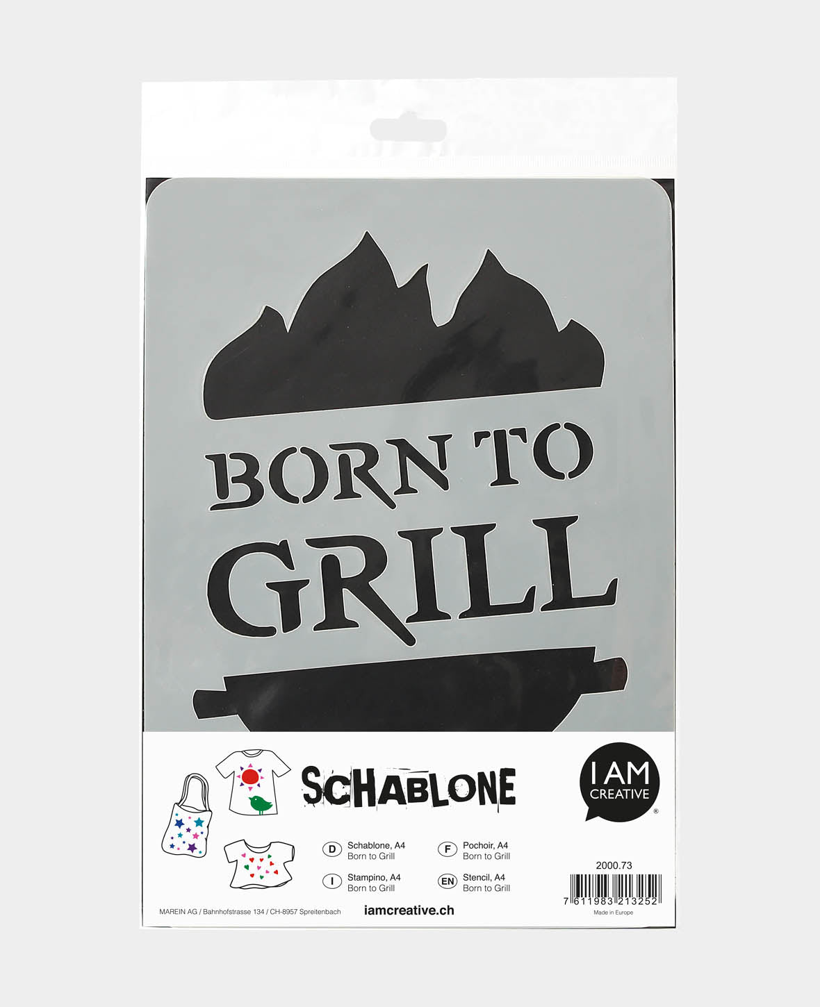 Schablone DIN A4, Born to Grill