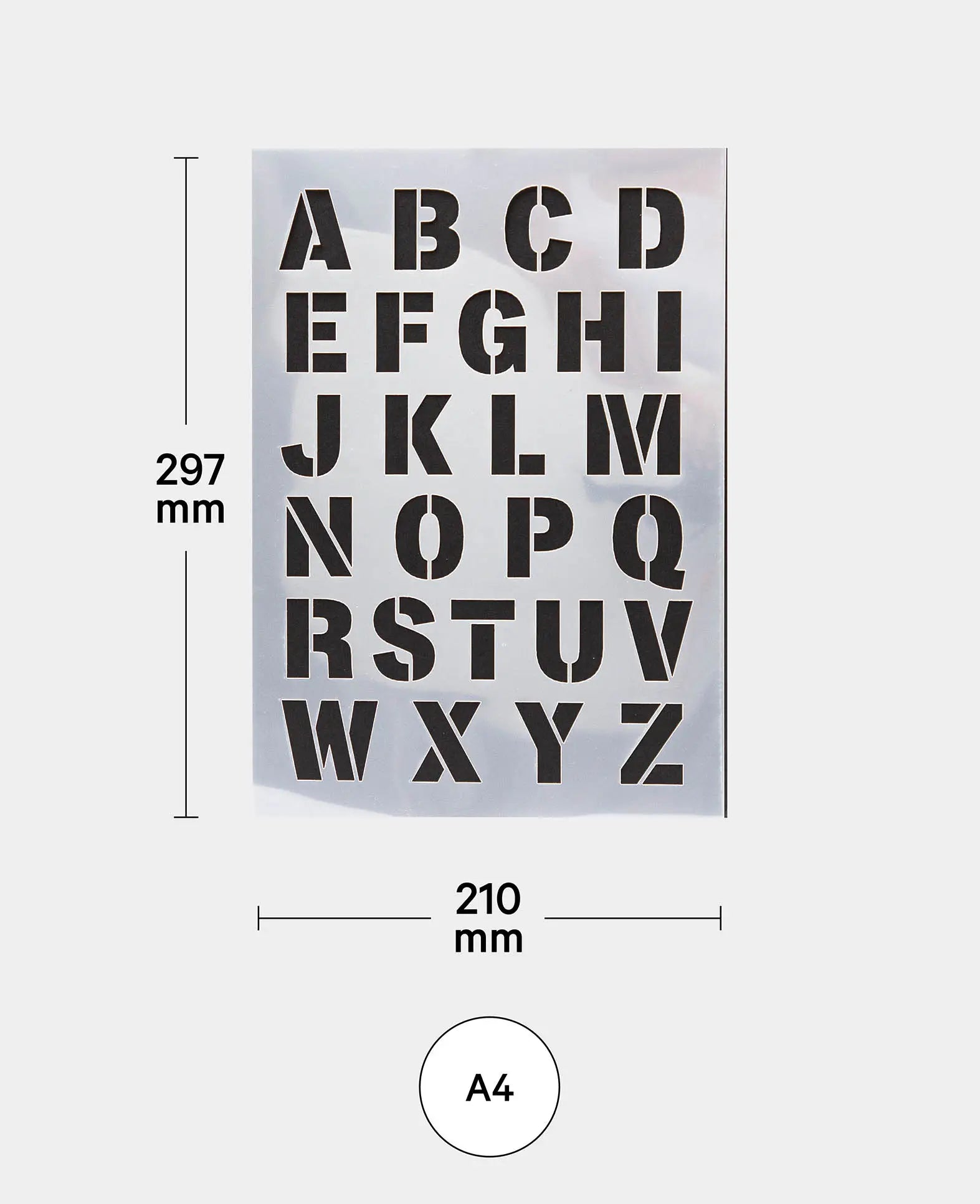 Gabarit Alphabet, 210 x 297 mm (A4), Blanc translucide