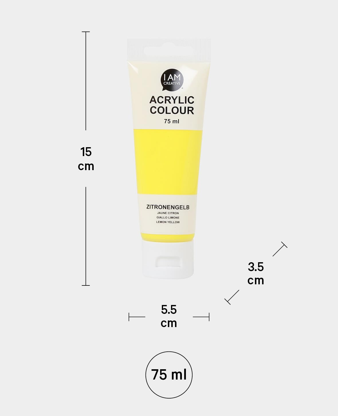 Peinture acrylique, jaune citron, 75 ml