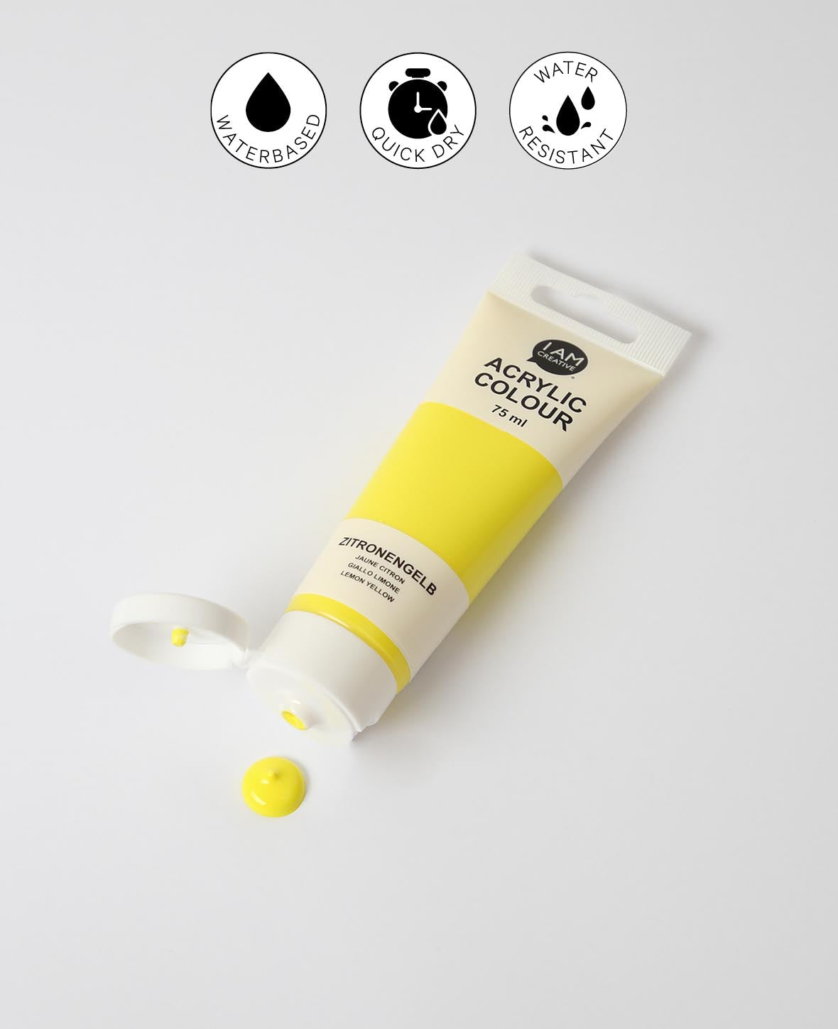 Peinture acrylique, jaune citron, 75 ml
