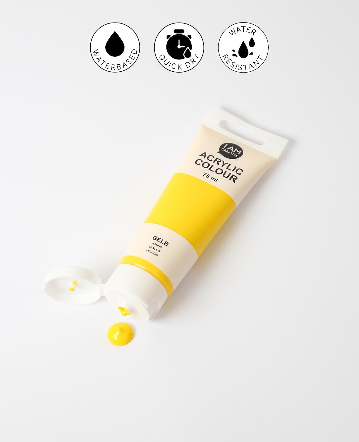 Peinture acrylique, jaune, 75 ml