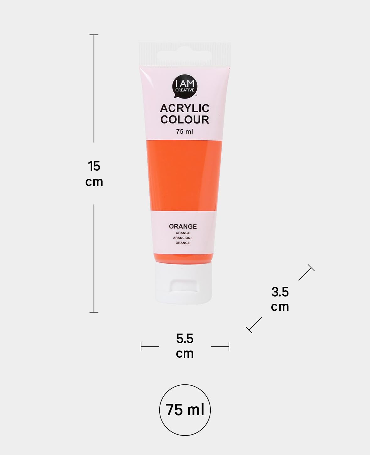 Acrylic Paint, Orange, 75 ml