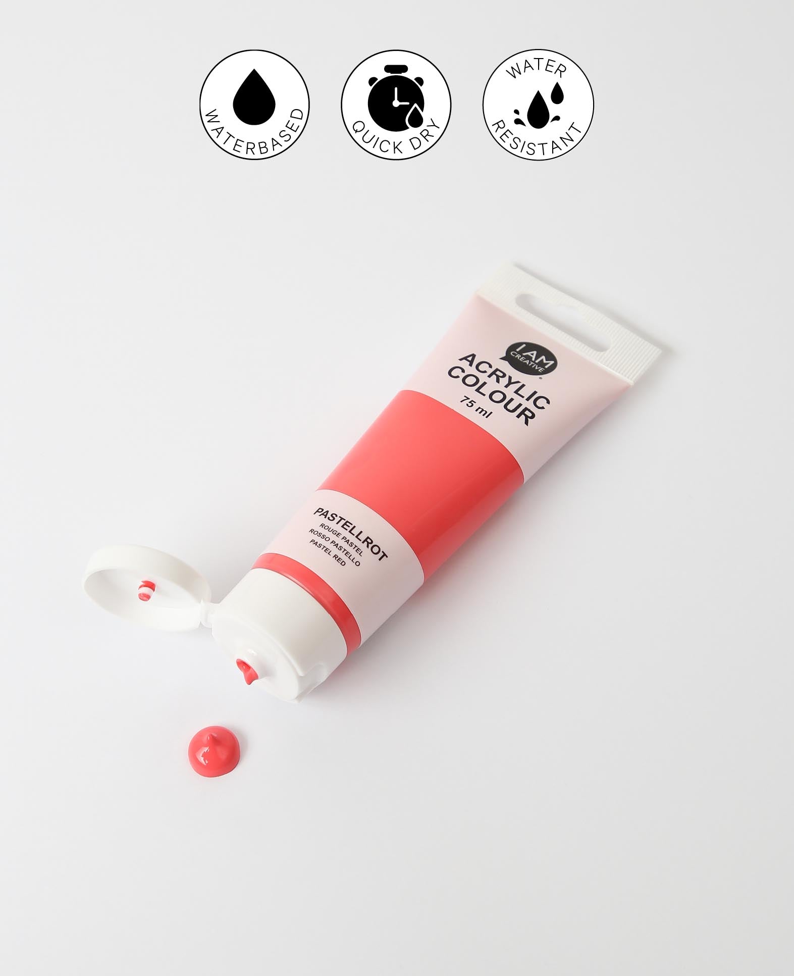 Peinture acrylique, rouge pastel, 75 ml