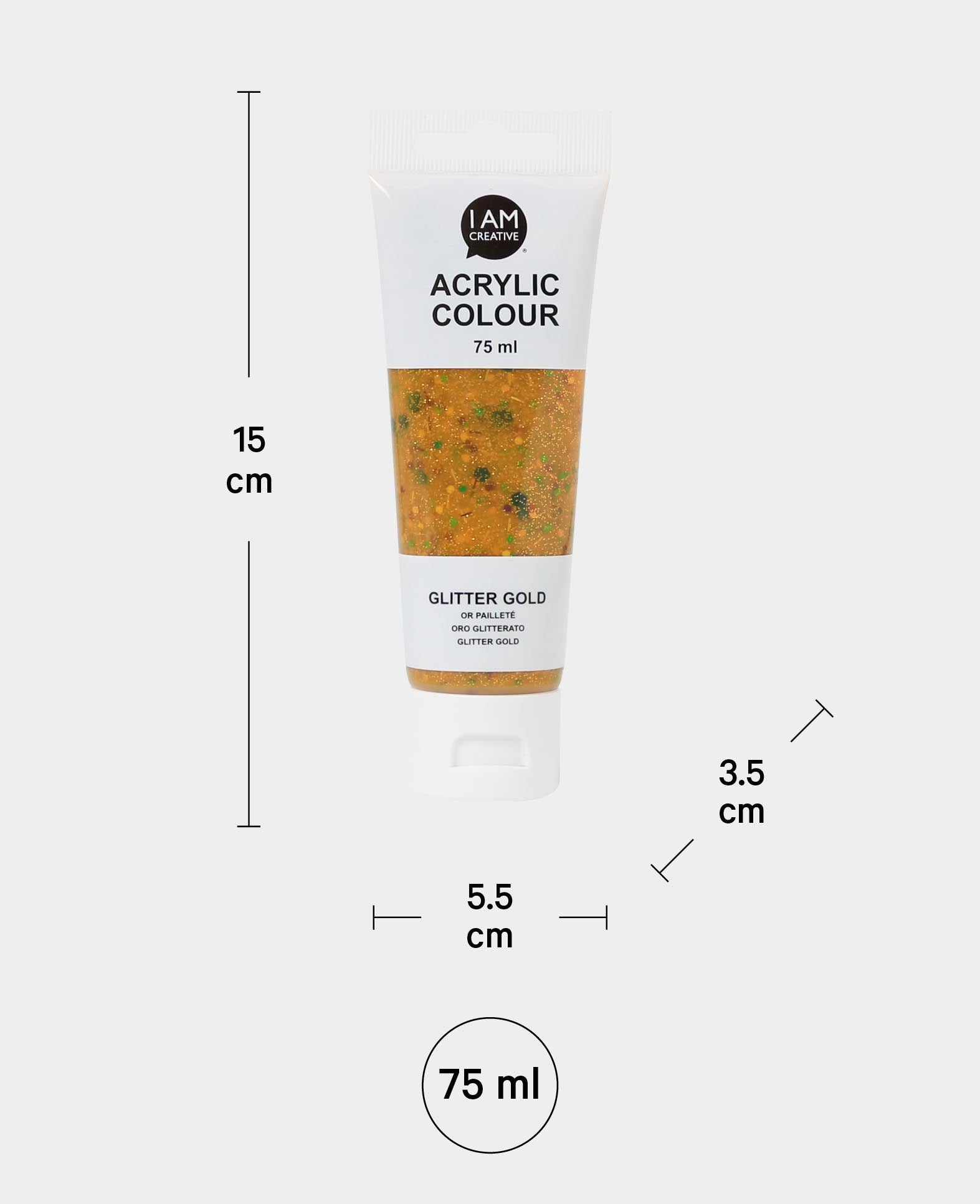 Peinture acrylique, paillettes dorées, 75 ml