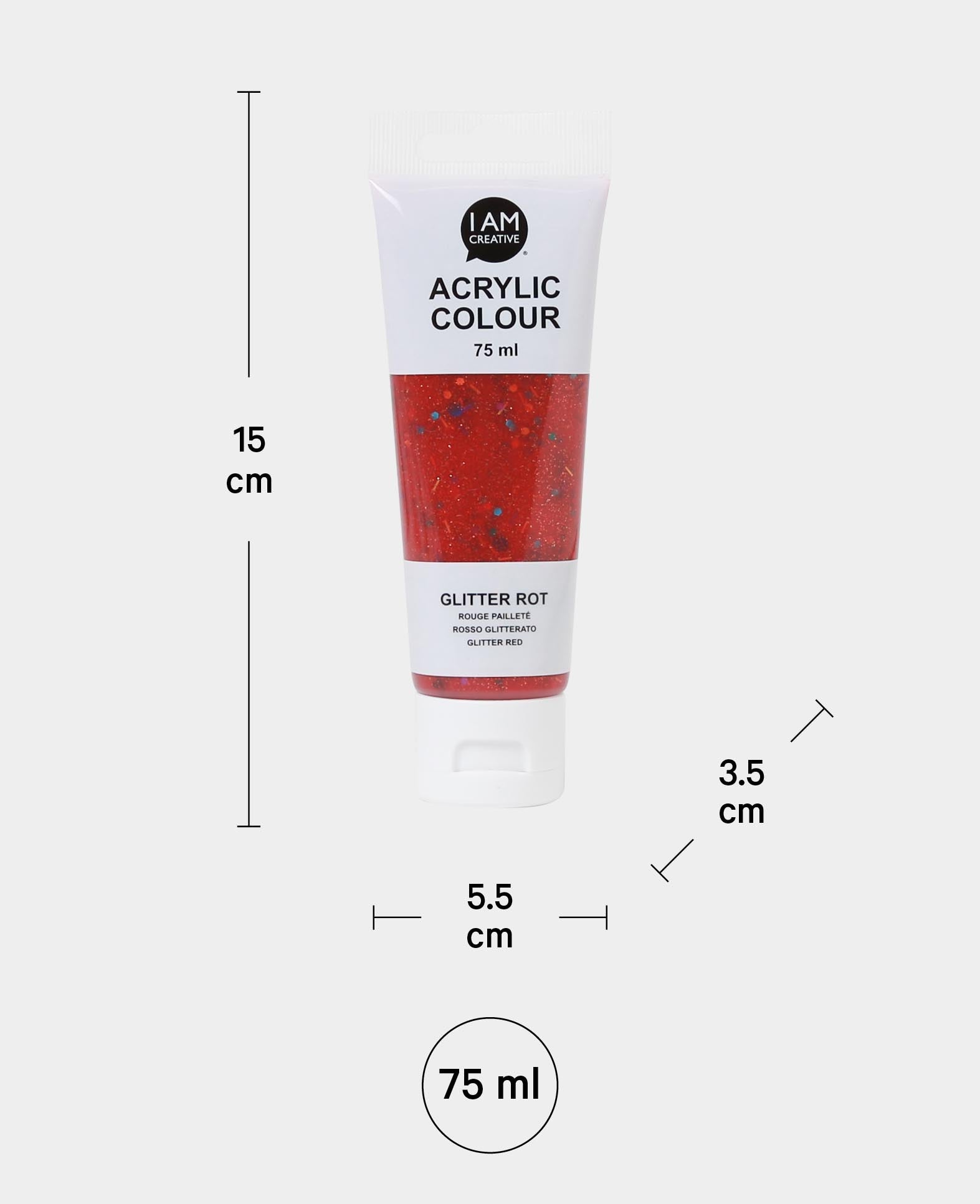 Peinture acrylique, paillettes rouges, 75 ml