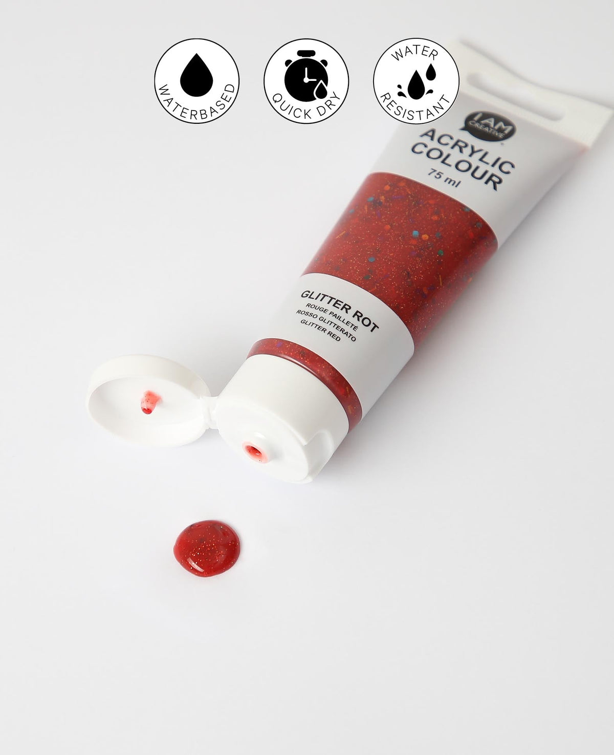 Peinture acrylique, paillettes rouges, 75 ml